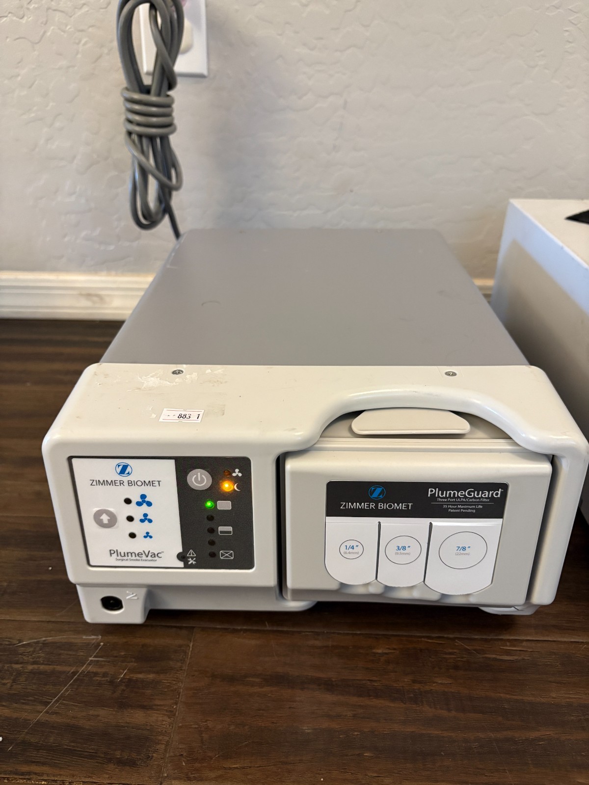 Zimmer PlumeVac AEVV120 Surgical Smoke Evacuator with filter