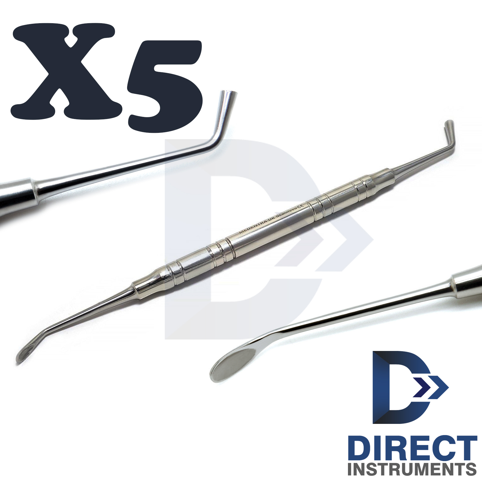 5Pcs Dental Bone Spoon Graft Packer 4mm Periodontal Surgical Implant Instrument