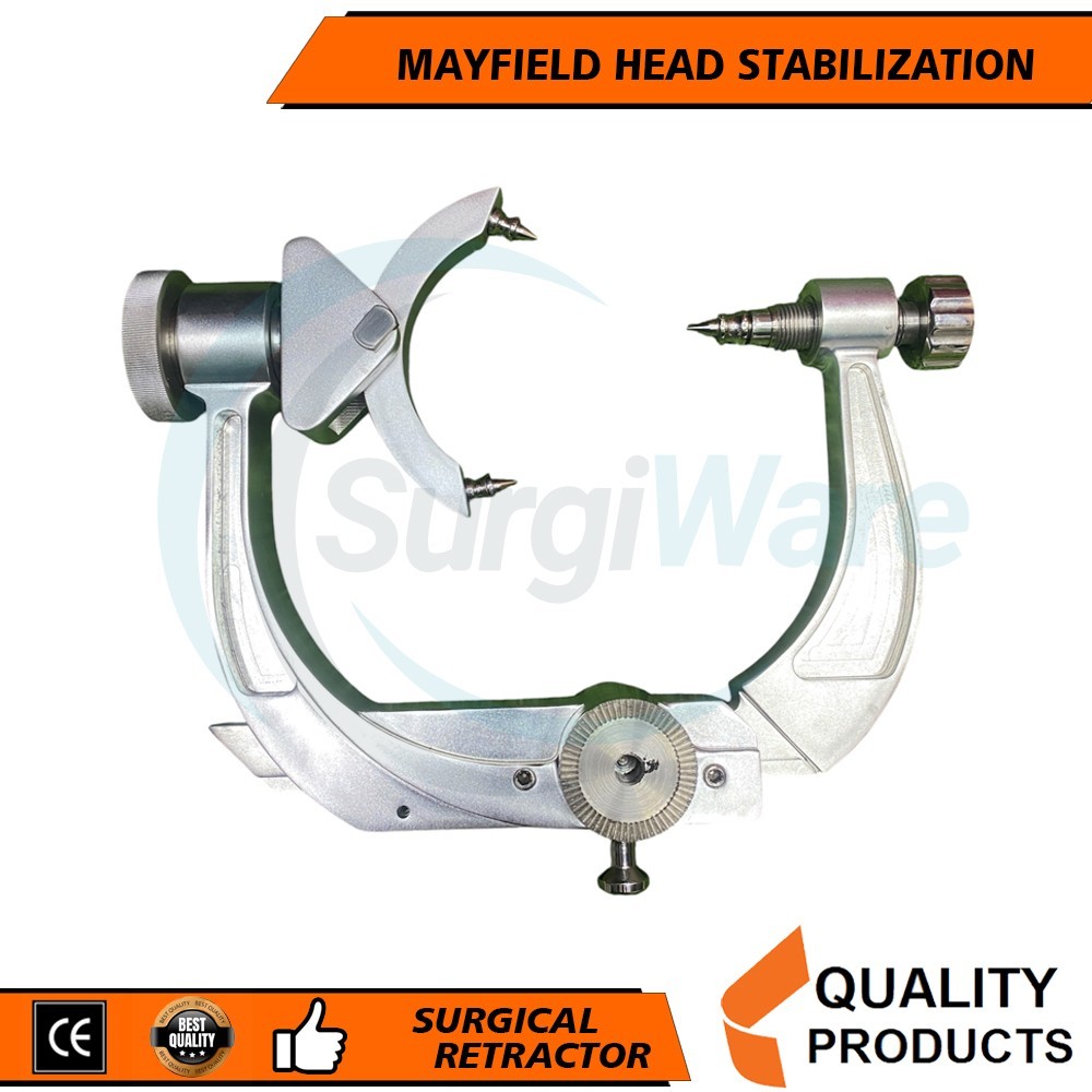 New Mayfield Spine Surgery Table Adapter with Skull Clamp Silver Coating