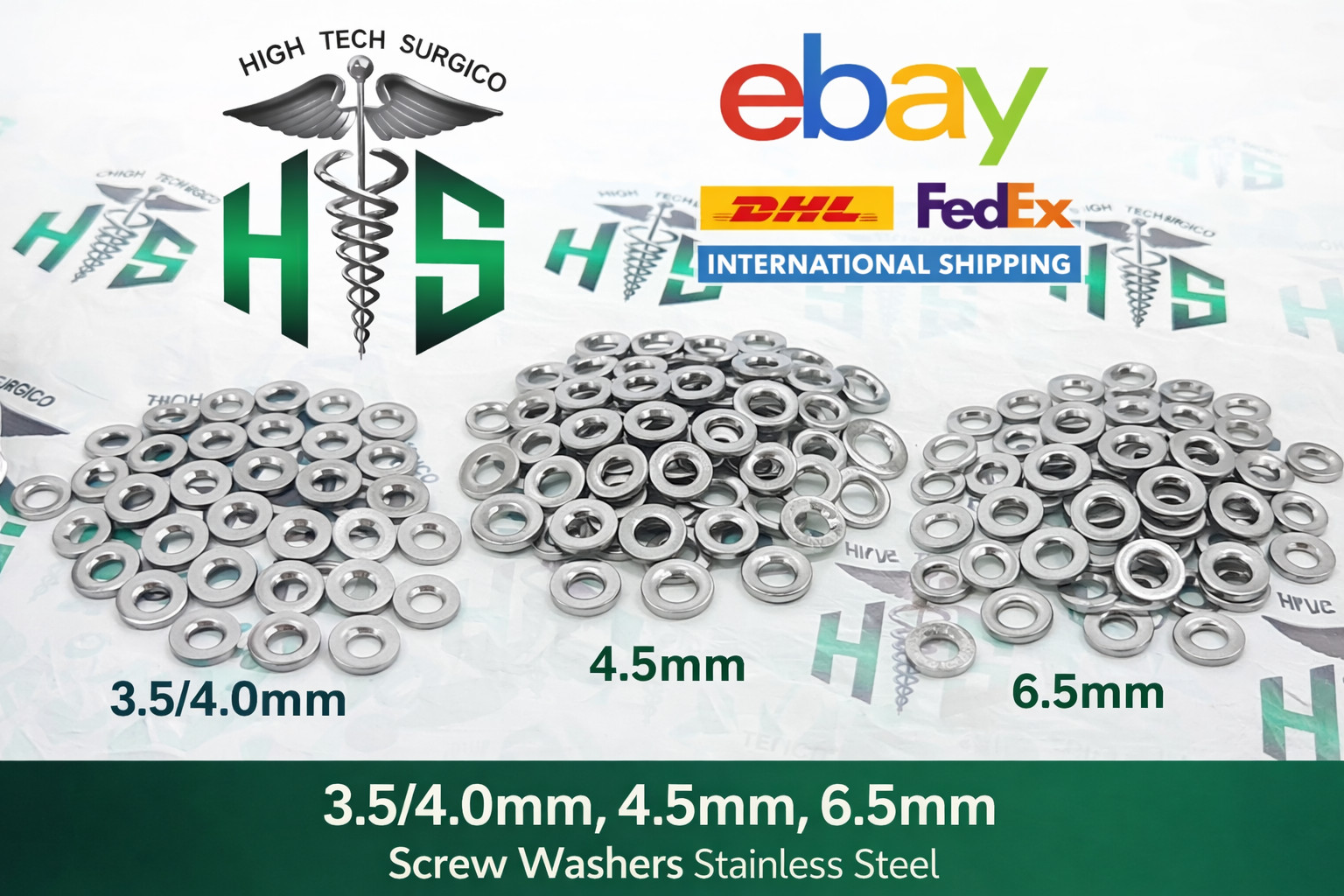 Washers for 3.5/4.0mm and 4.5mm and 6.5mm Screws 150 Pcs -Stainless Steel 316L
