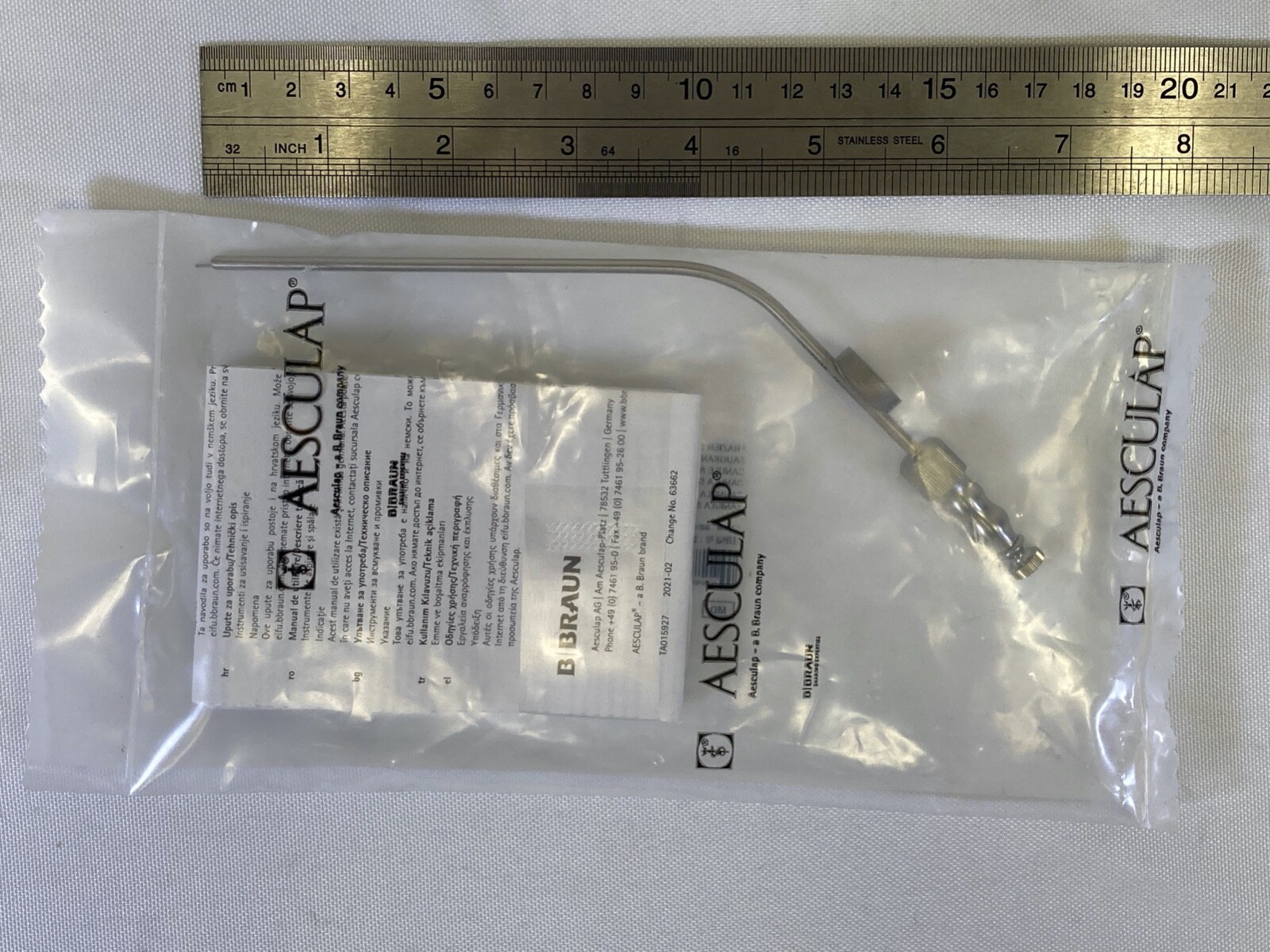 Aesculap GF923R Frazier Suction Cannula w/ Thumb Hole 3mm (9Fr) Neurology ENT