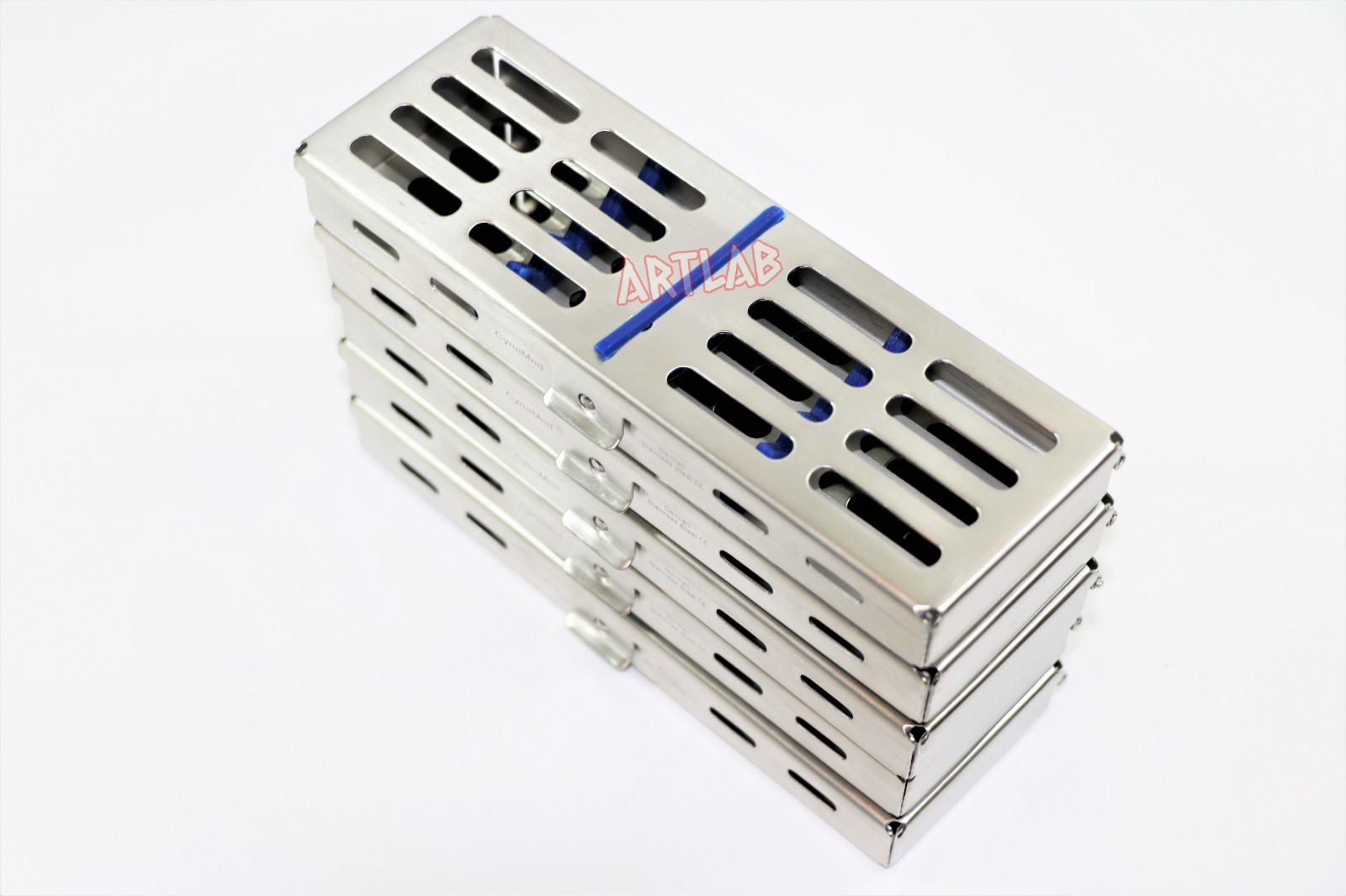 5 STERILIZATION CASSETTE TRAY RACK BOX HOLDS 5 INSTRUMENTS SURGICAL DENTAL BLUE