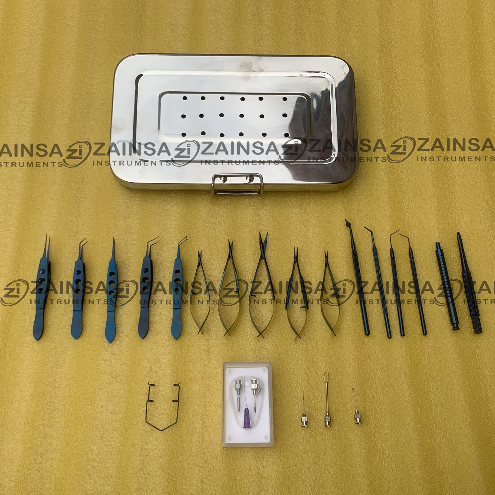 21 PCs Titanium Cataract Set, with Case Box Eye Ophthalmic Surgical Instruments