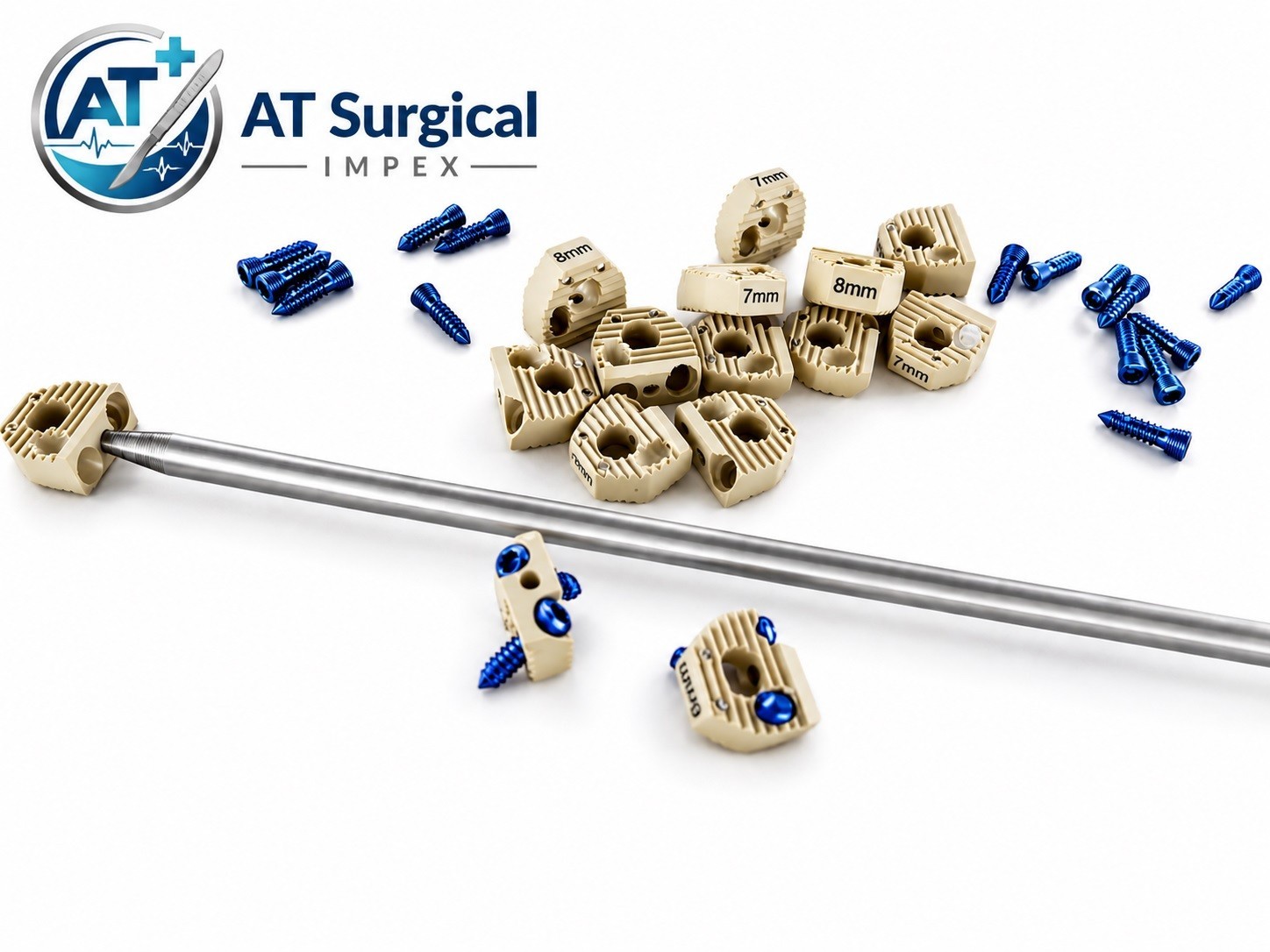 Locking 5mm Cervical Fusion Spine Cage PEEK Material 17pcs Fixation Set