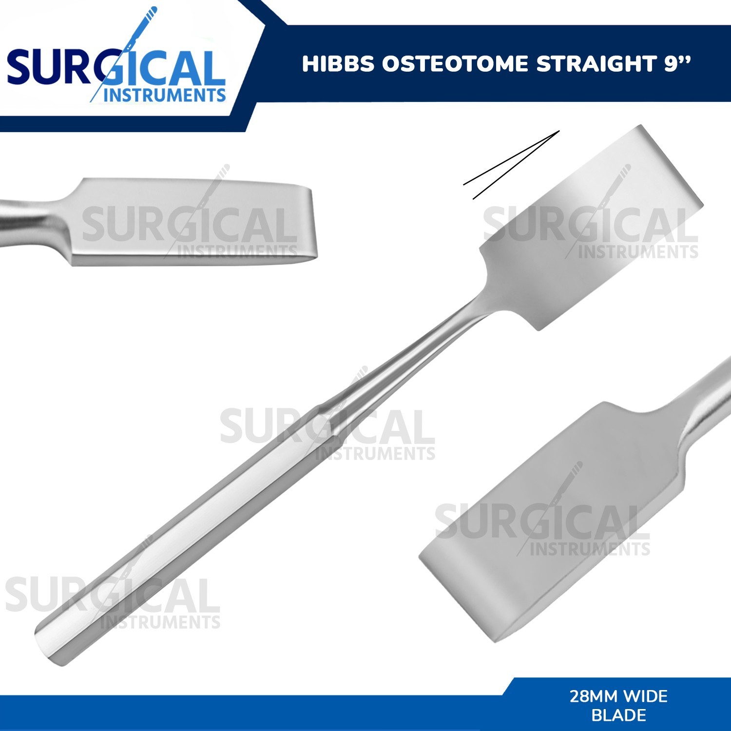 Hibbs Osteotomes 9″ Straight Blade 1 1/8″ (2.8cm) Surgical Instruments German Gr