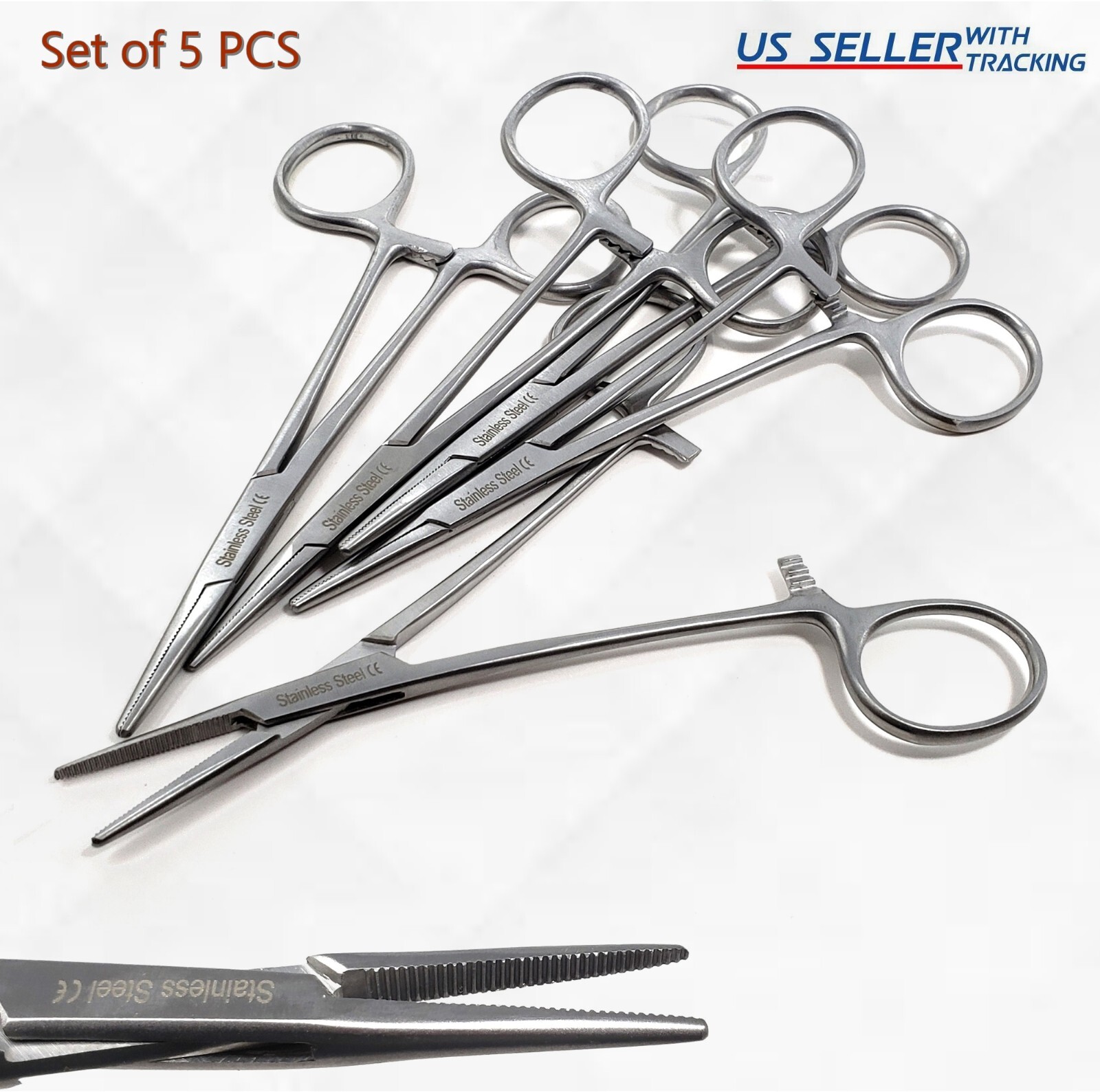5 Pcs Mosquito Hemostat Locking Forceps 5″ Straight Surgical Dental Instrument