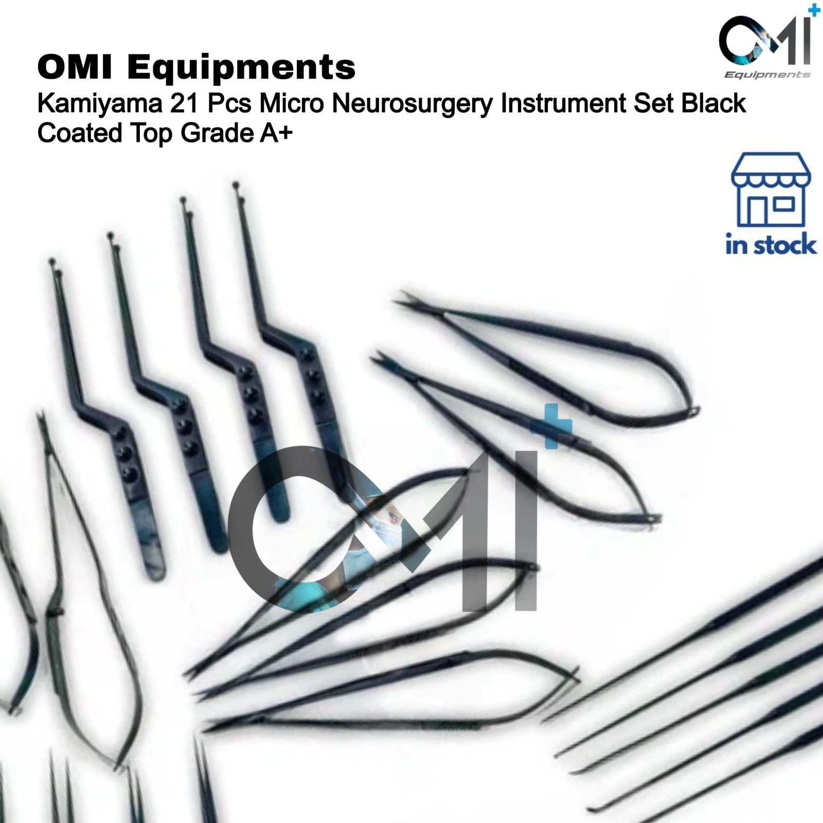 Kamiyama 21 Pcs Micro Neurosurgery Instrument Set Black Coated Top Grade A+