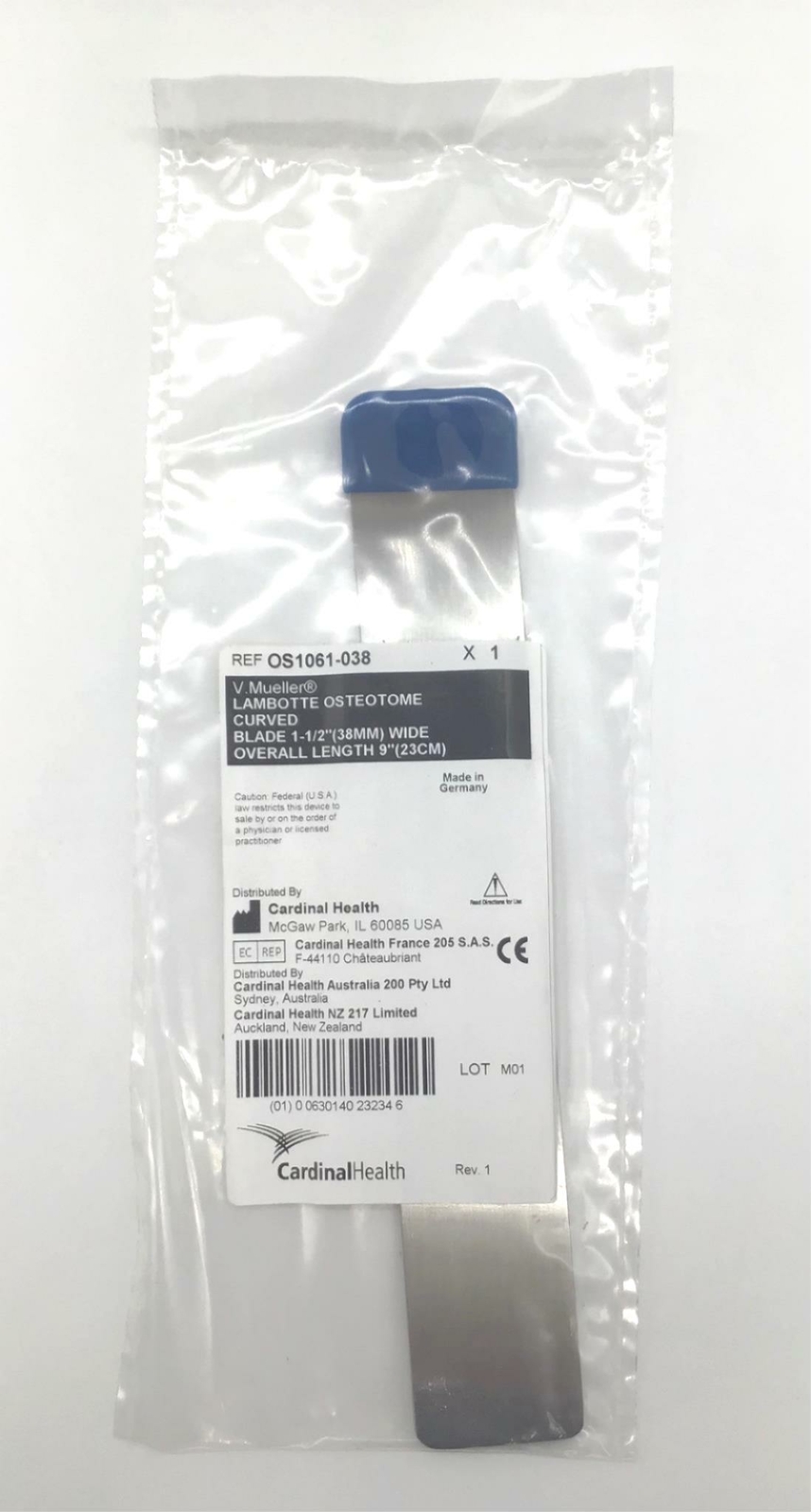 V. Mueller OS1061-038 Curved 38mm Lambotte Osteotome – NEW