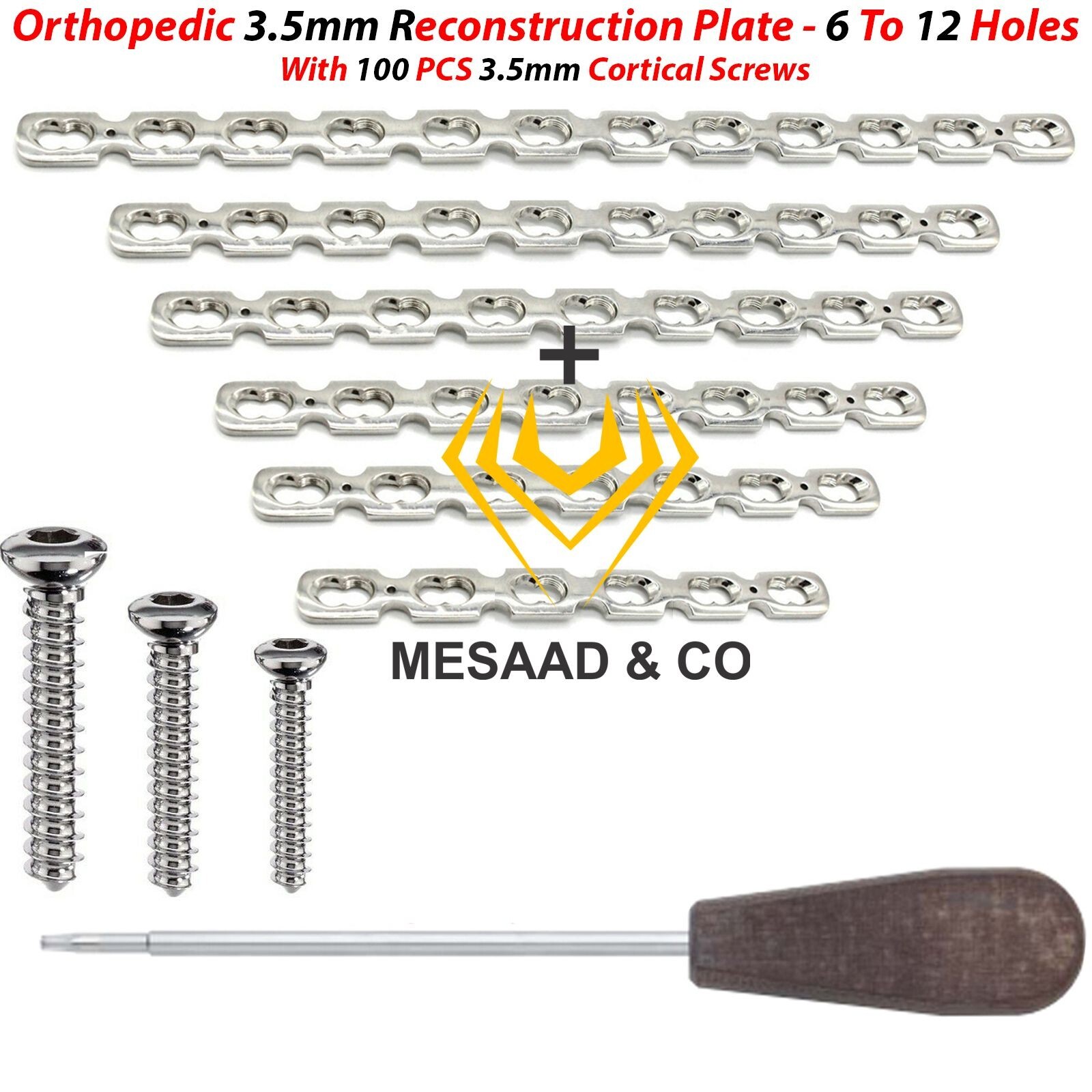 OR Grade Orthopedic 3.5mm Reconstruction Plate – 6 To 12 Holes With Screws CE