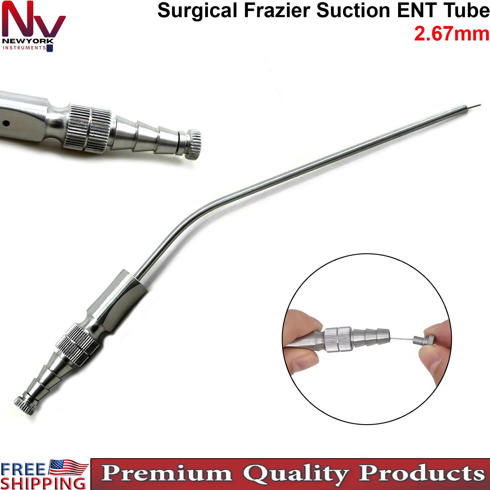 Surgical Frazier Suction Tube 2.67mm ENT Neurosurgical Medical Instrument A+ New