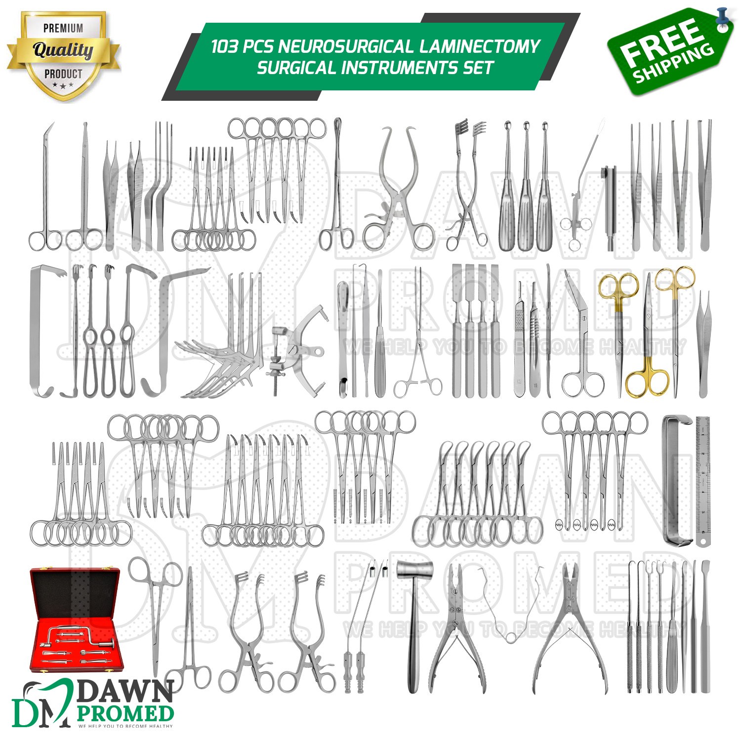 103 Pcs Neurosurgical Laminectomy Surgical Instruments Set German Grade