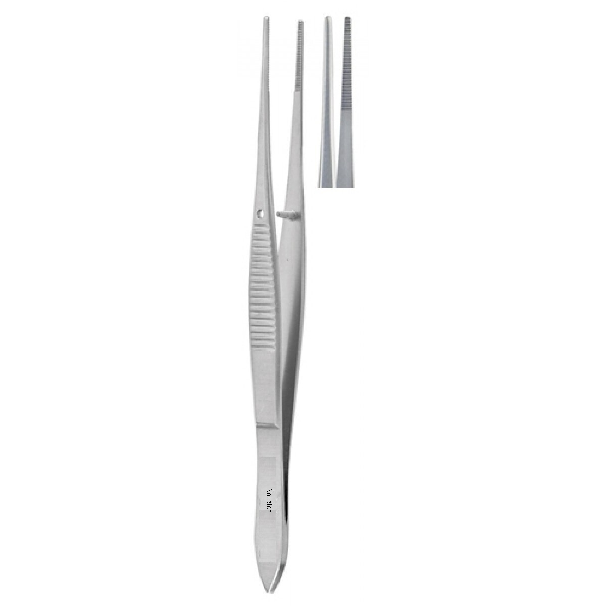 6 Eye Dressing Forceps, 4″, Straight Serrated Tips, 1mm Wide, Premium