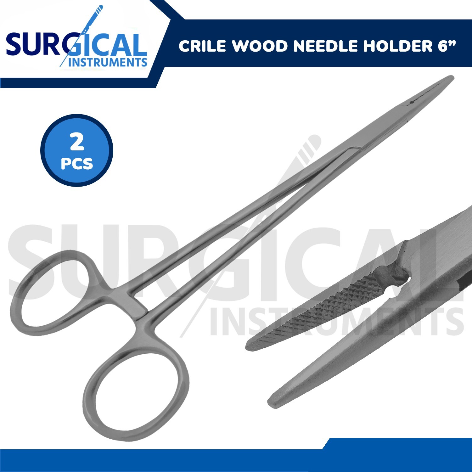 2 Pcs CRILE WOOD Needle Holder 6.00″ Surgical Veterinary Dental German Grade