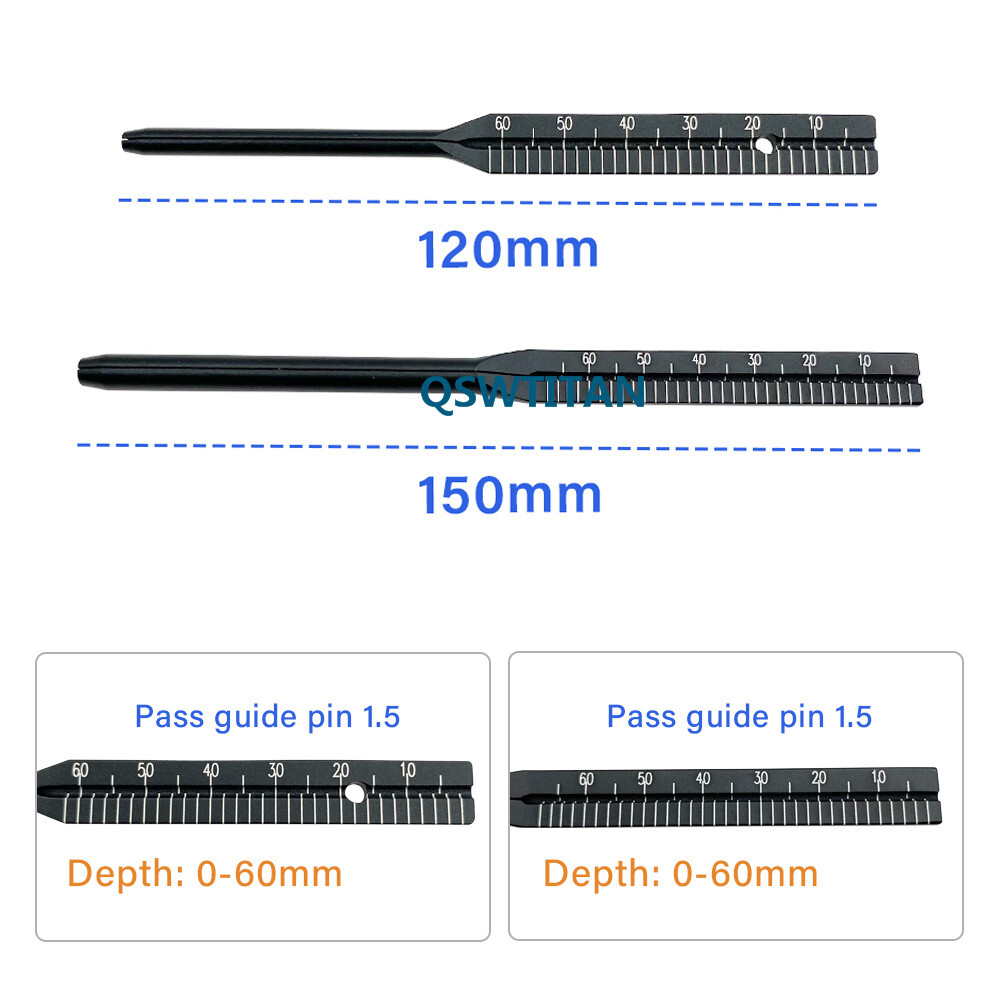 Intramedullary Nail Depth Gauge Measuring Ruler Pass 1.5-2.5mm Guide Pin 1pc