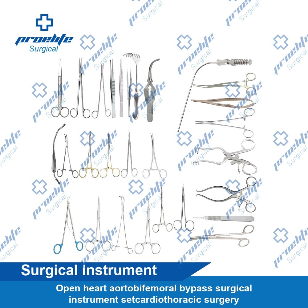 Open heart aortobifemoral bypass surgical instrument setcardiothoracic surgery