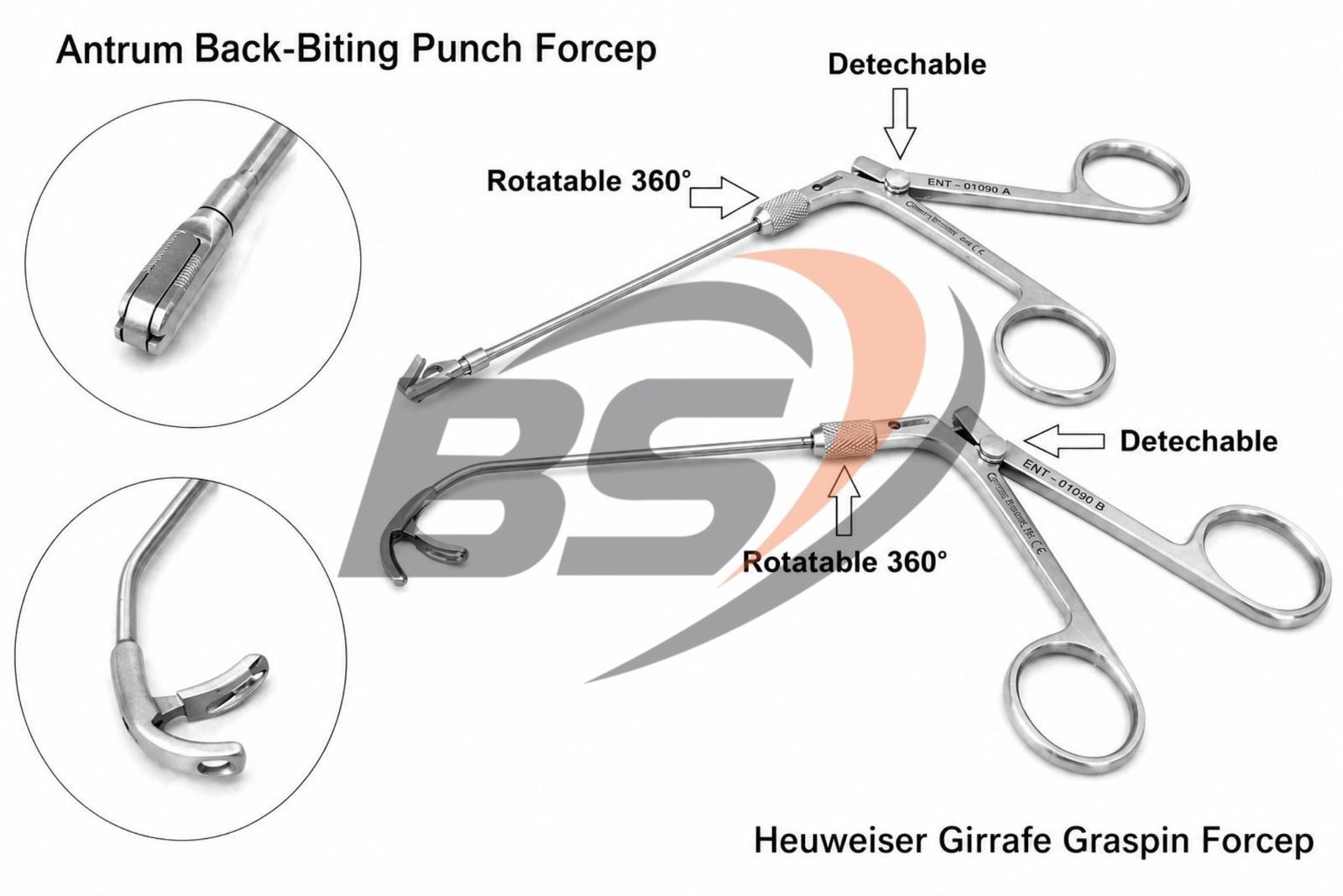ENT Back-Biter Punch Forcep & Girrafe Grasping Forcep ENT Instruments