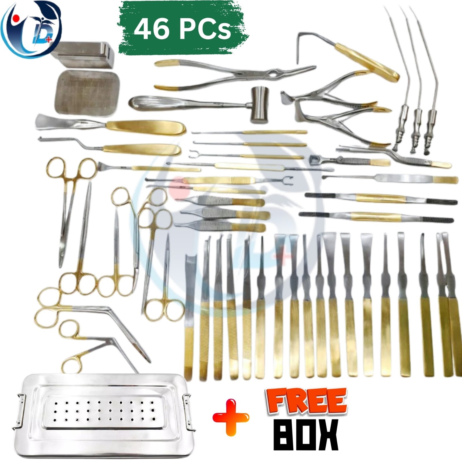 46 pcs Rhinoplasty Instruments Set (Gold Coated) Plastic Surgery Instruments