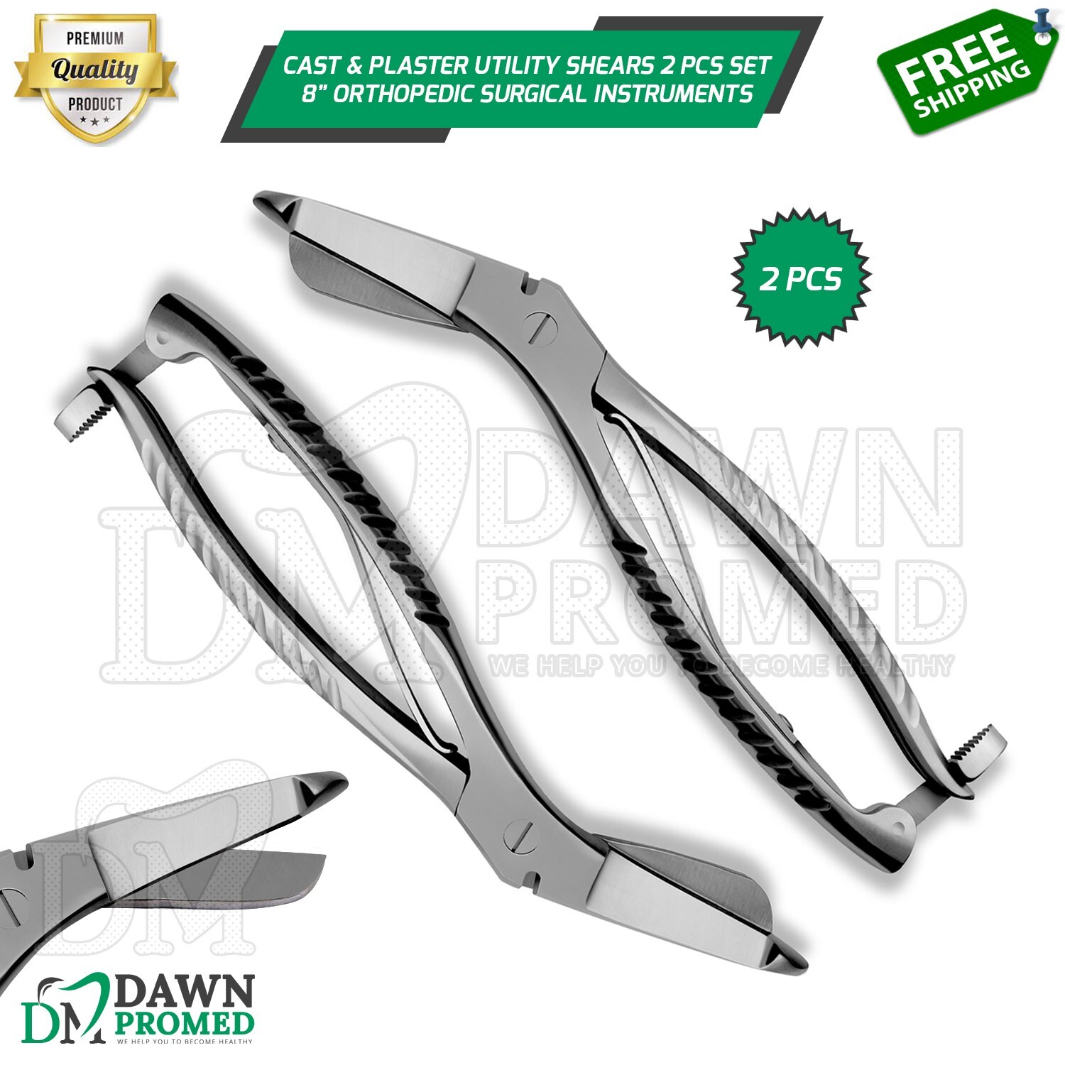 Cast & Plaster Utility Shears 2 Pcs Set 8” Orthopedic Surgical Inst German Grade