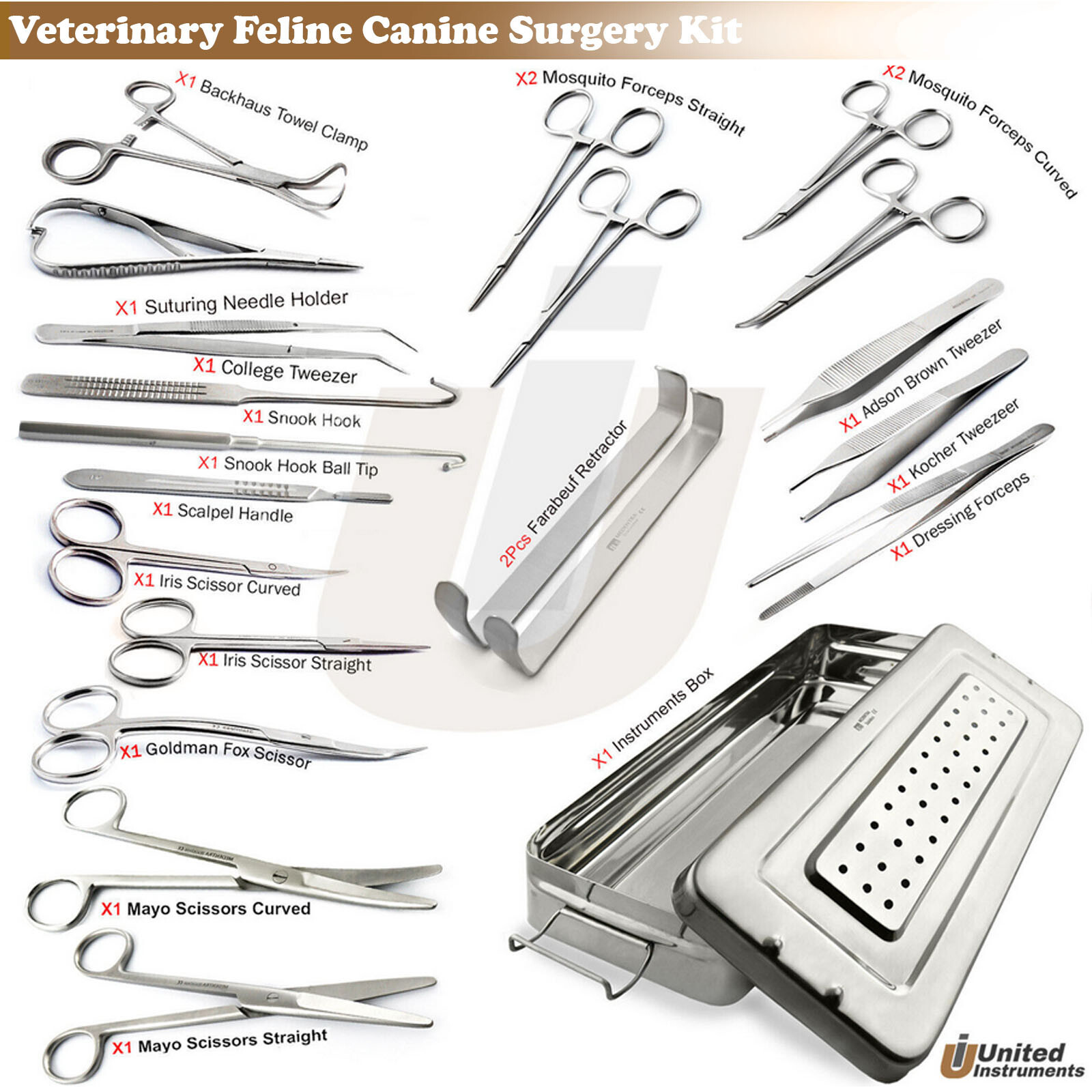 Advanced Canine+Feline Spay Pack Veterinary Surgical Instrument Set
