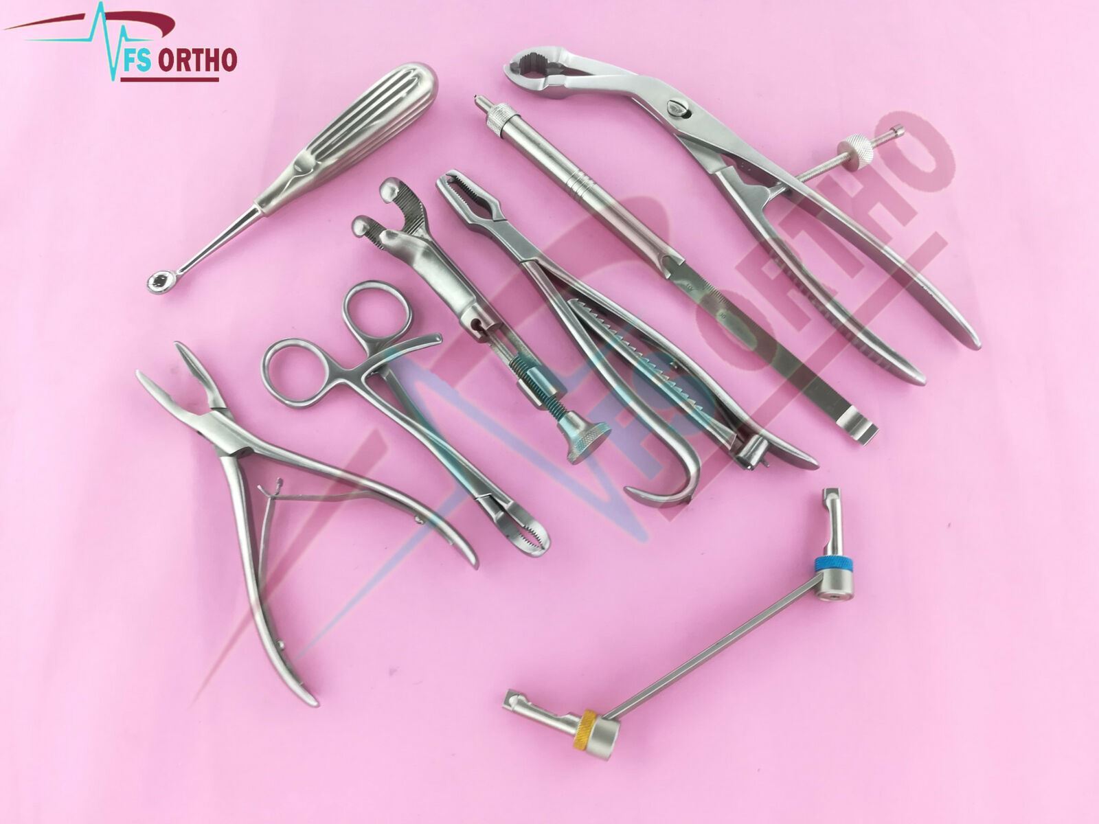 10 Assorted Orthopedic Surgical Instruments custom made set Stainless steel