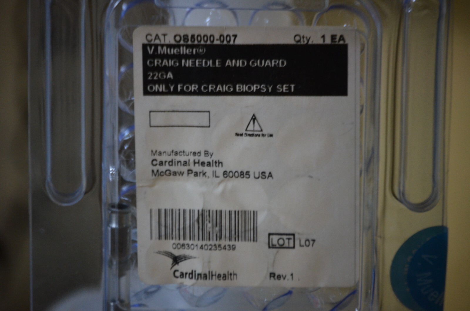 V Mueller Craig Needle and Guard 22Ga OS5000-007