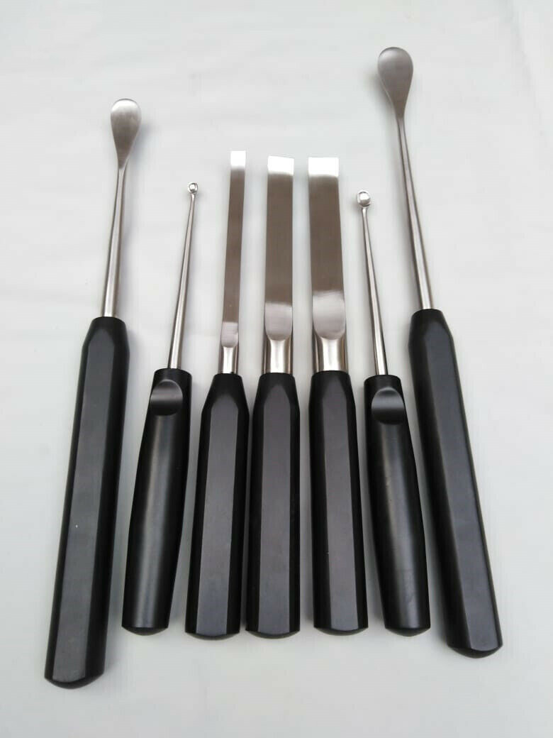 Periosteal Elevator Chisels Bone Curette Orthopedics Spine Instruments 7 PCS A+
