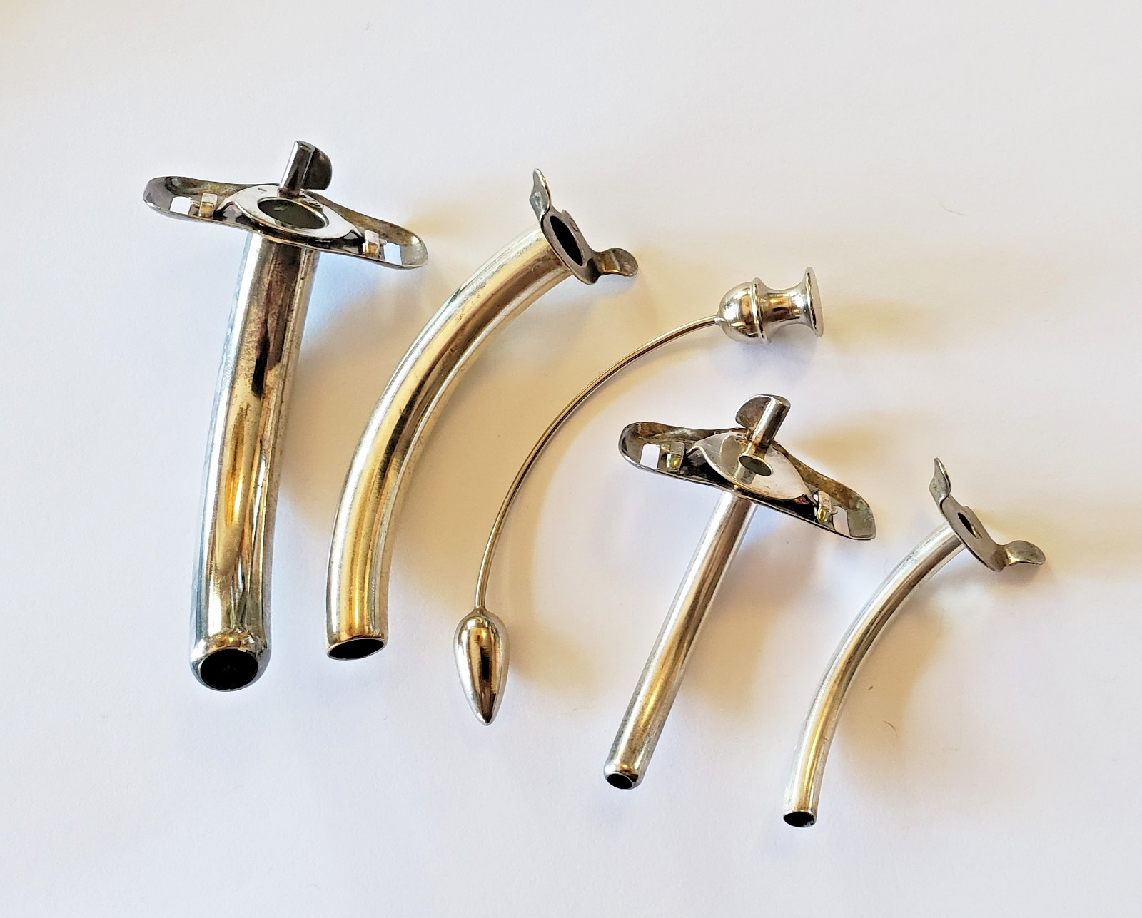 Two Jackson Trachea Tubes Silver Plated Sizes 7 & 2