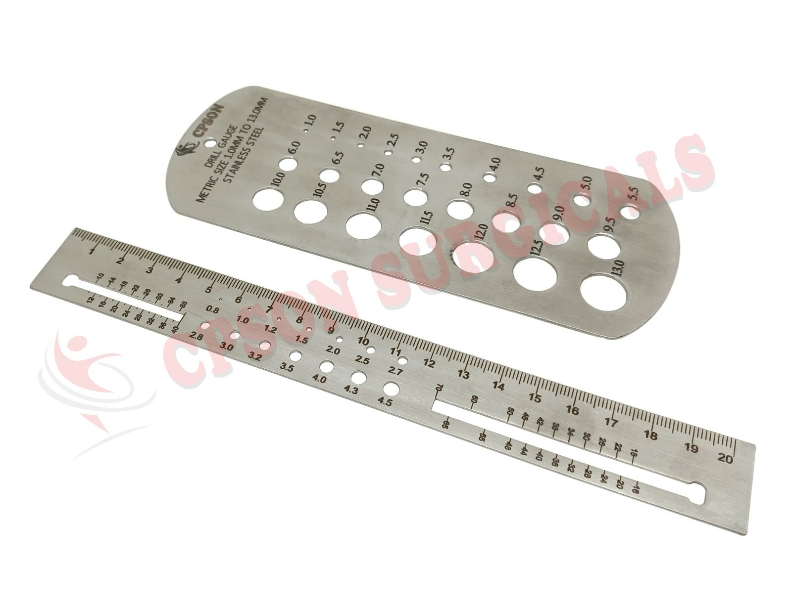 Orthopedic Combo of Measuring Drill & Screw Gauge for Drill Bit, K Wire, Pin