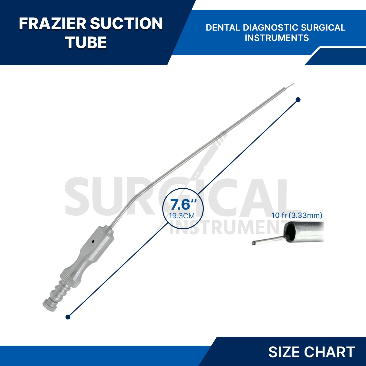 3 Pcs Frazier Suction Surgical Tube No. 10 (3.33mm) 7.6″ Aspirator German Grade