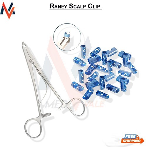 Raney Scalp Clip Applicator with 30 Clips for HEMOSTASIS Procedure