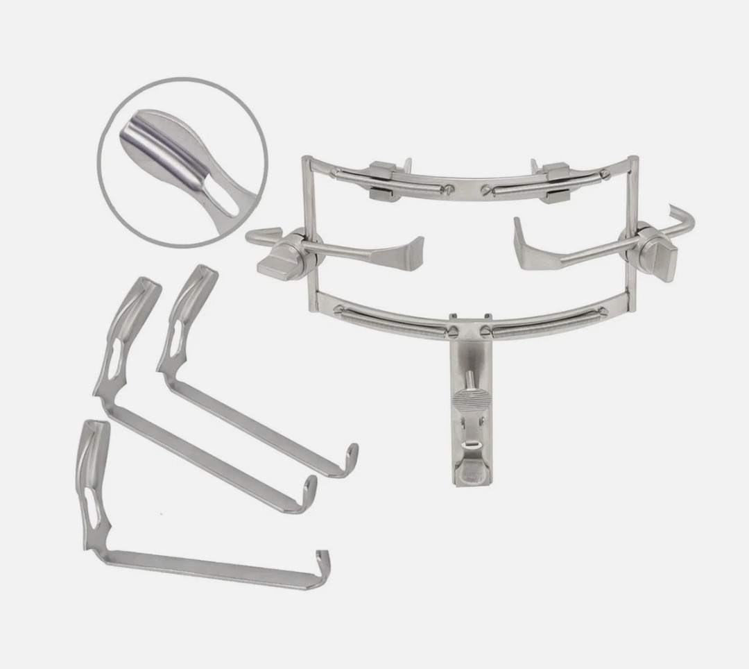Dingman Mouth Gag Retractor Set With 3 Blades German Steel Dental Instruments CE