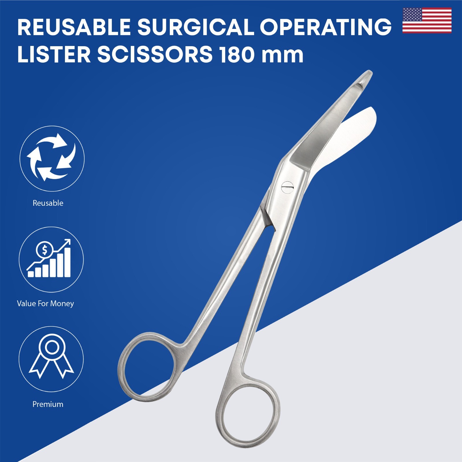 Surgical Operating Lister Scissor 180 mm Premium Surgical Instruments