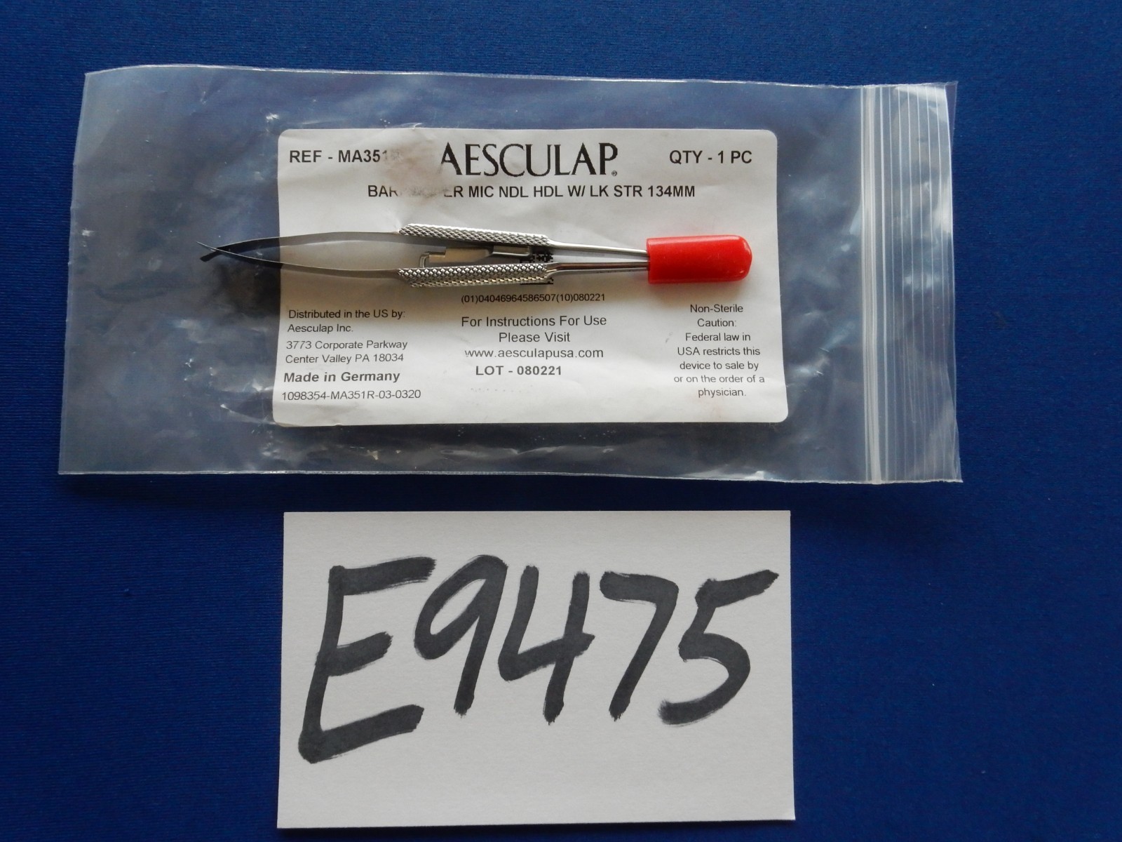 Aesculap MA351R Barraquer Micro Needle Holder 134mm