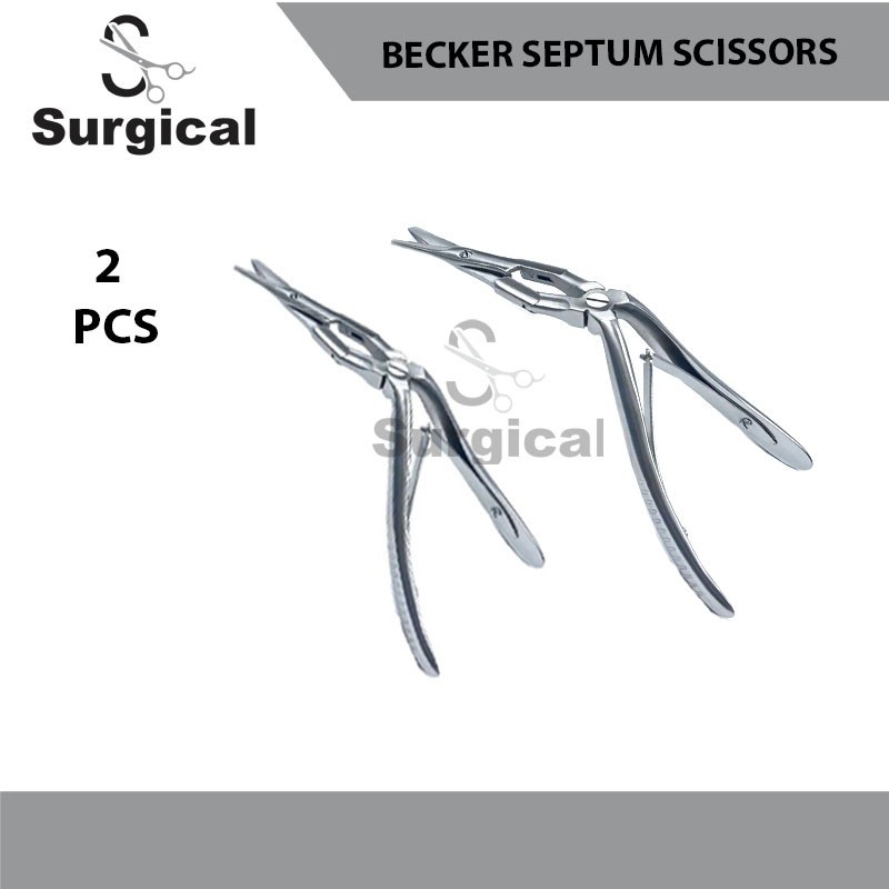 Becker Septum Scissors | Double Action | 2 PCS | ENT Rhinoplasty Instruments