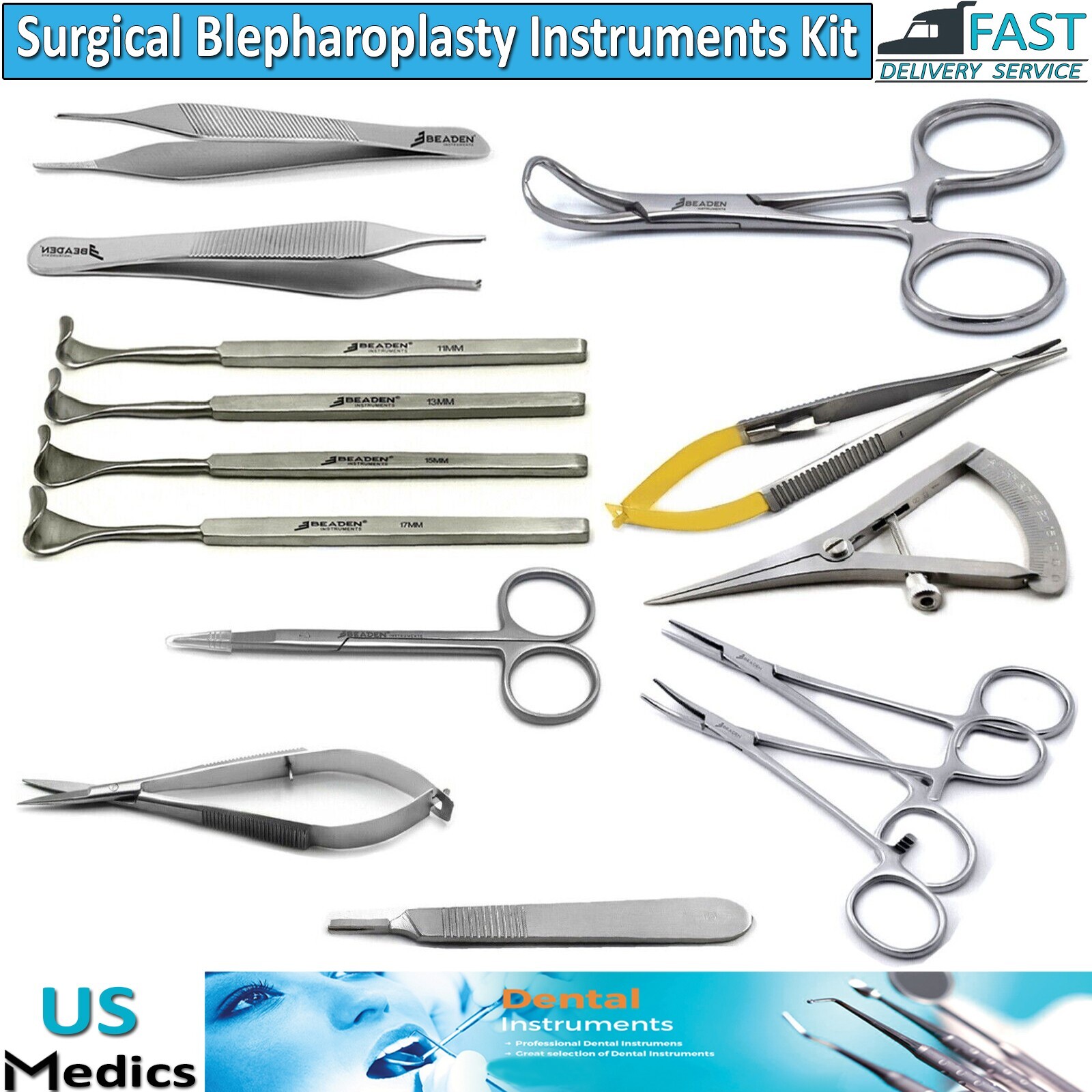 Blepharoplasty Surgical Eyelid Retractors Ophthalmic Micro Eye Surgery Basic New
