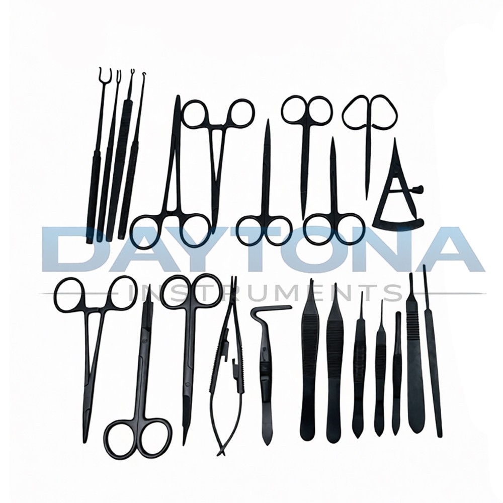 Blepharoplasty Instruments Set – Black | Plastic & Eye Surgery Kit with Box