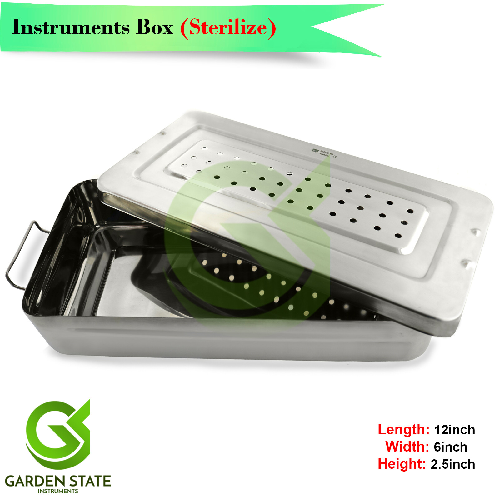 Dental Instruments Box Sterilization Scaler Cassette Surgical Tray 12x6x2.5inch