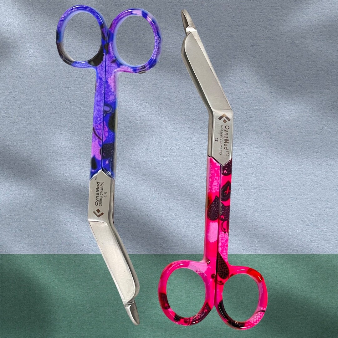 SET OF 2 EA – BANDAGE CUTTING SCISSORS 5.5″ HALF PAPER COATED – PREMIUM GRADE