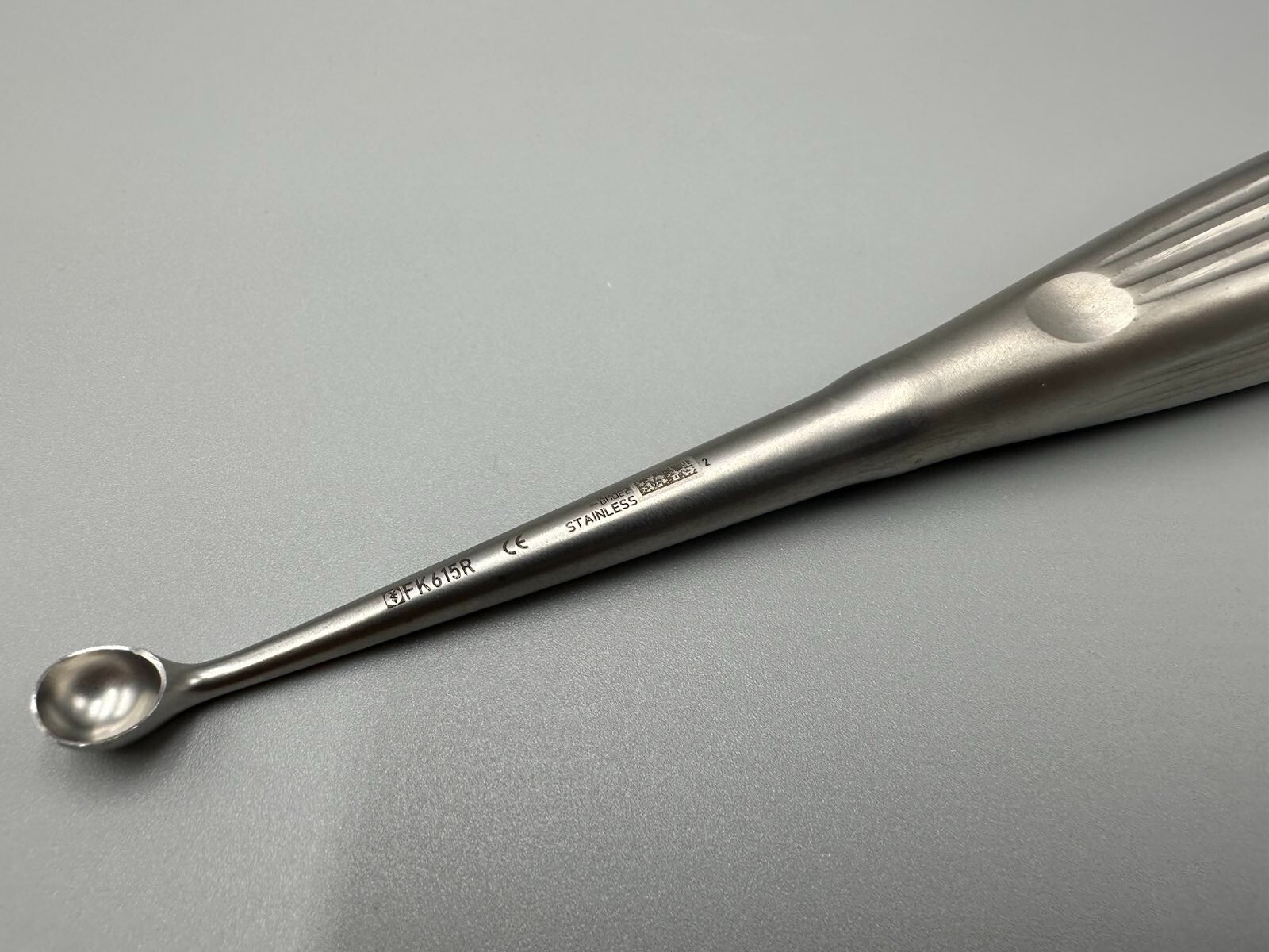 Aesculap FK615R Bruns Curette, Size 2, 8mm Tip, 6.5″ Length