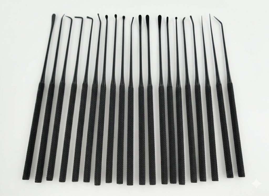 Rhoton micro dissector Expanded 20 Pcs Set Plasma coating Black steel