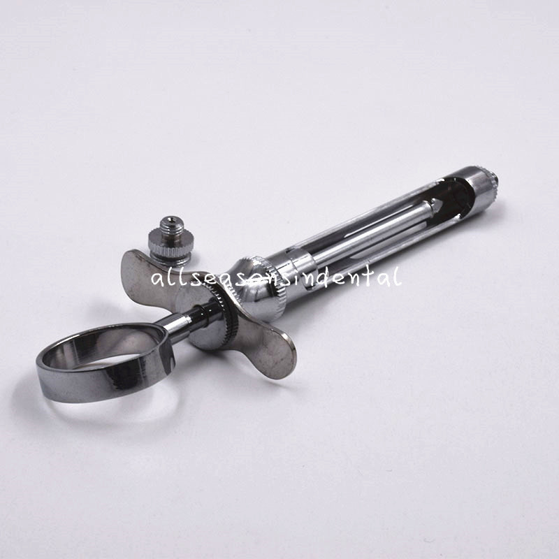 2 Pcs Dental Stainless Steel Surgical Instruments Aspirating Anesthetic Syringe