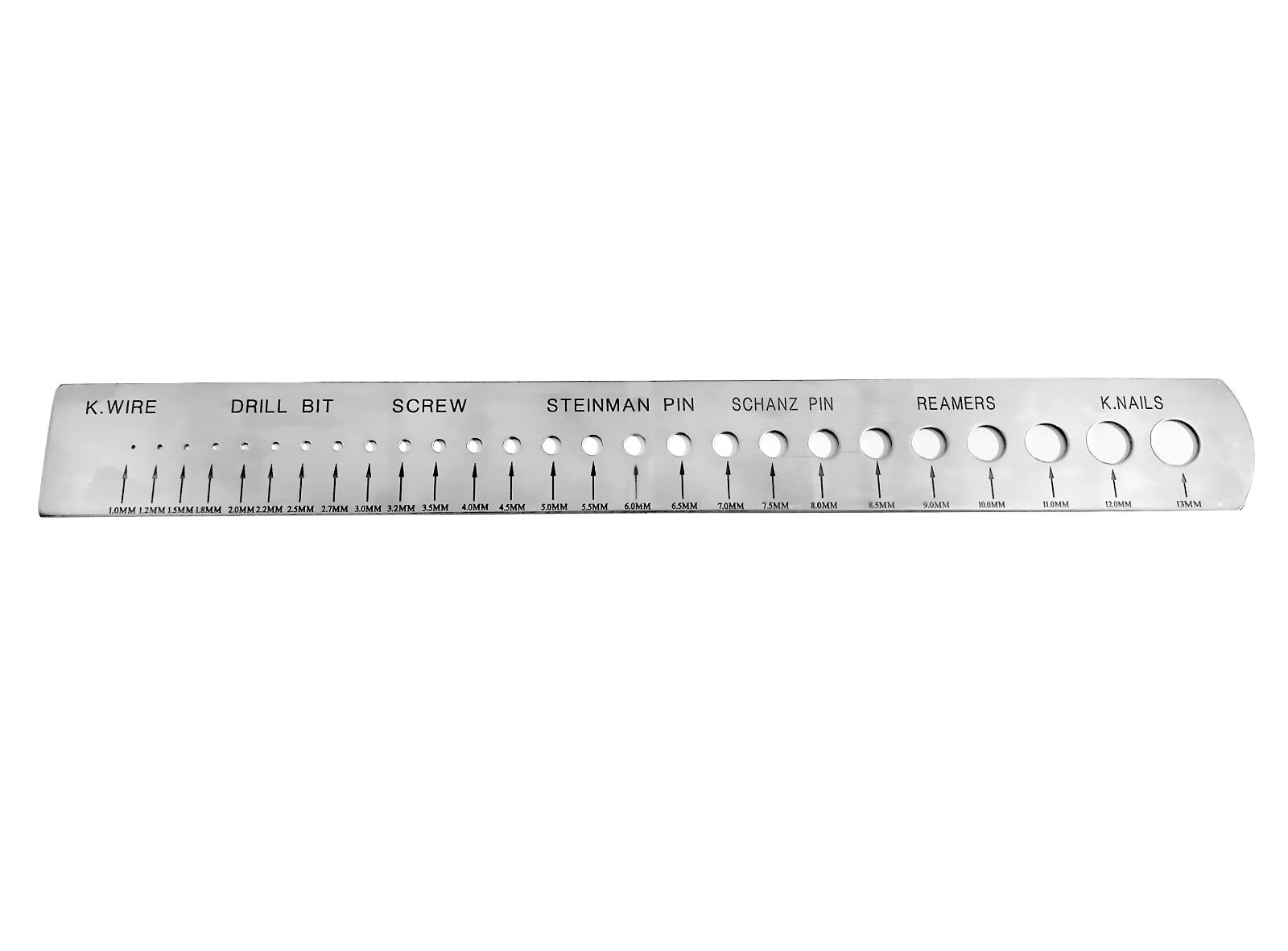 Measuring Gauge Scale for K-Wire, Drill Bit, Screw, Steinman Pin Orthopedic SS