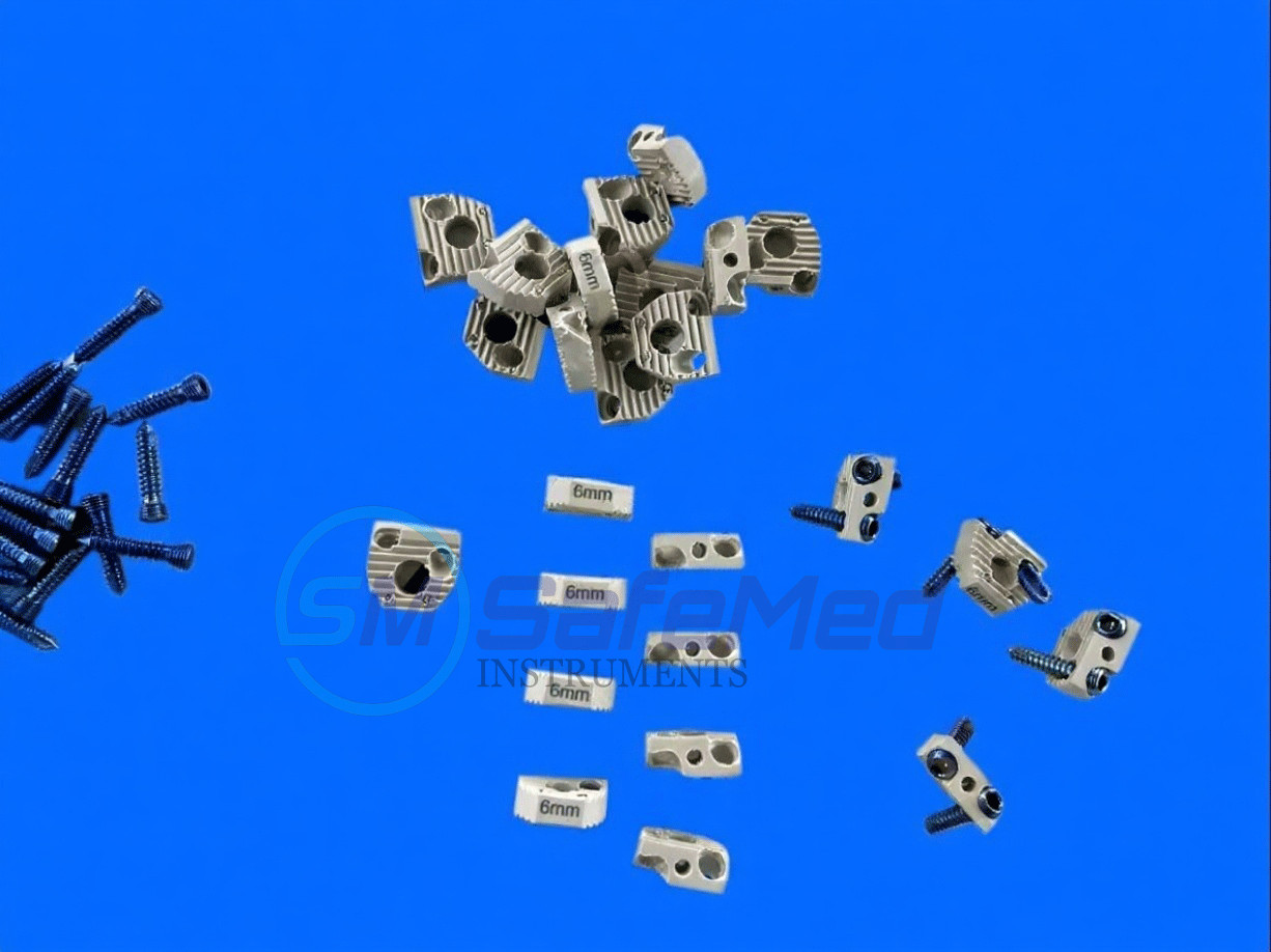 Locking 6mm CERVICAL FUSION SPINE CAGE with 16 Pcs SCREW