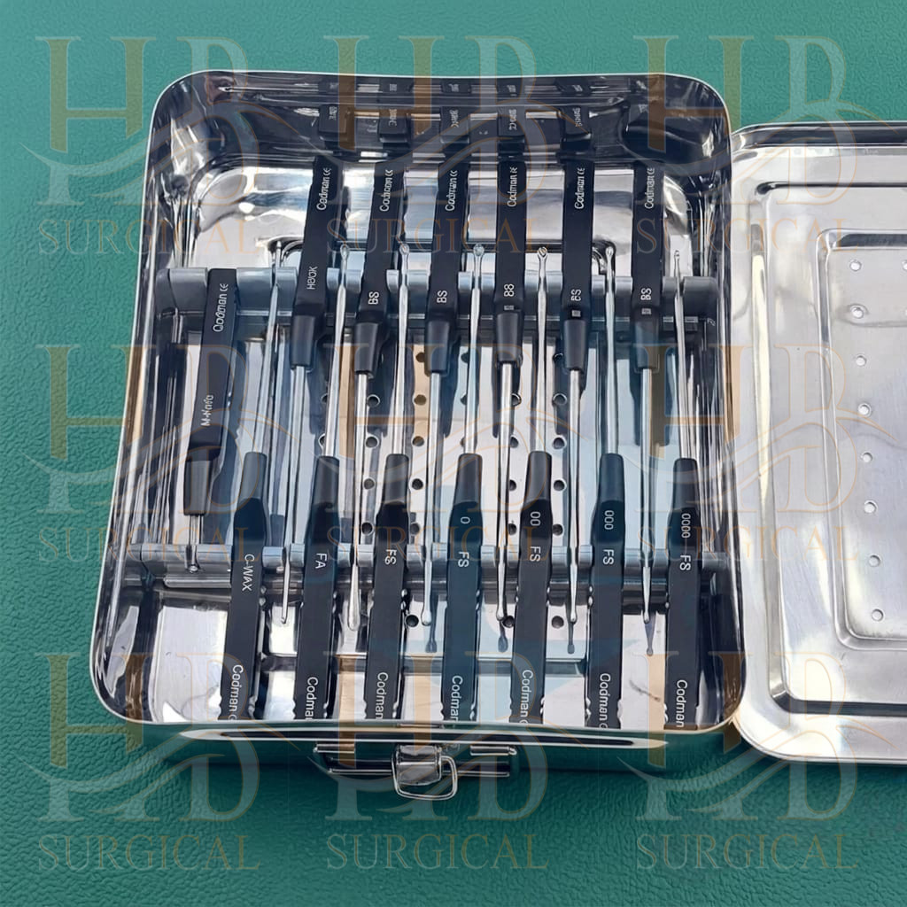 Karlin Style Lumbar Bayonet Curettes Set (14 Pcs) Microdiscectomy Instruments