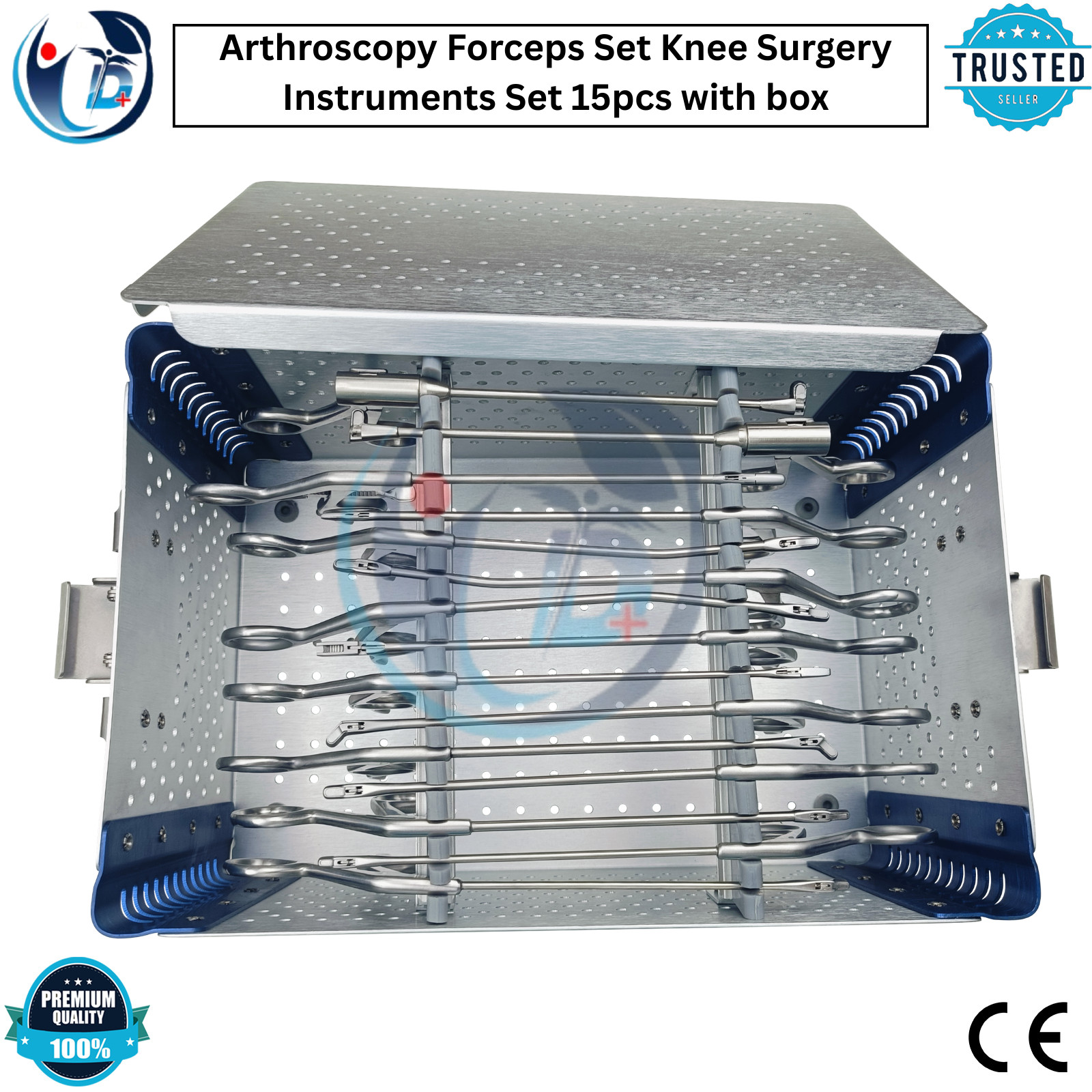 Arthroscopy Forceps Set 15 Pcs Knee Surgery Instruments w/ Sterilization Box