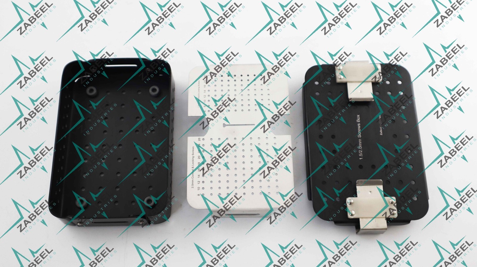 1.5mm, 2.0mm Cortical & Locking Screws Box, Rack, Sterilization Case Almunium ZI