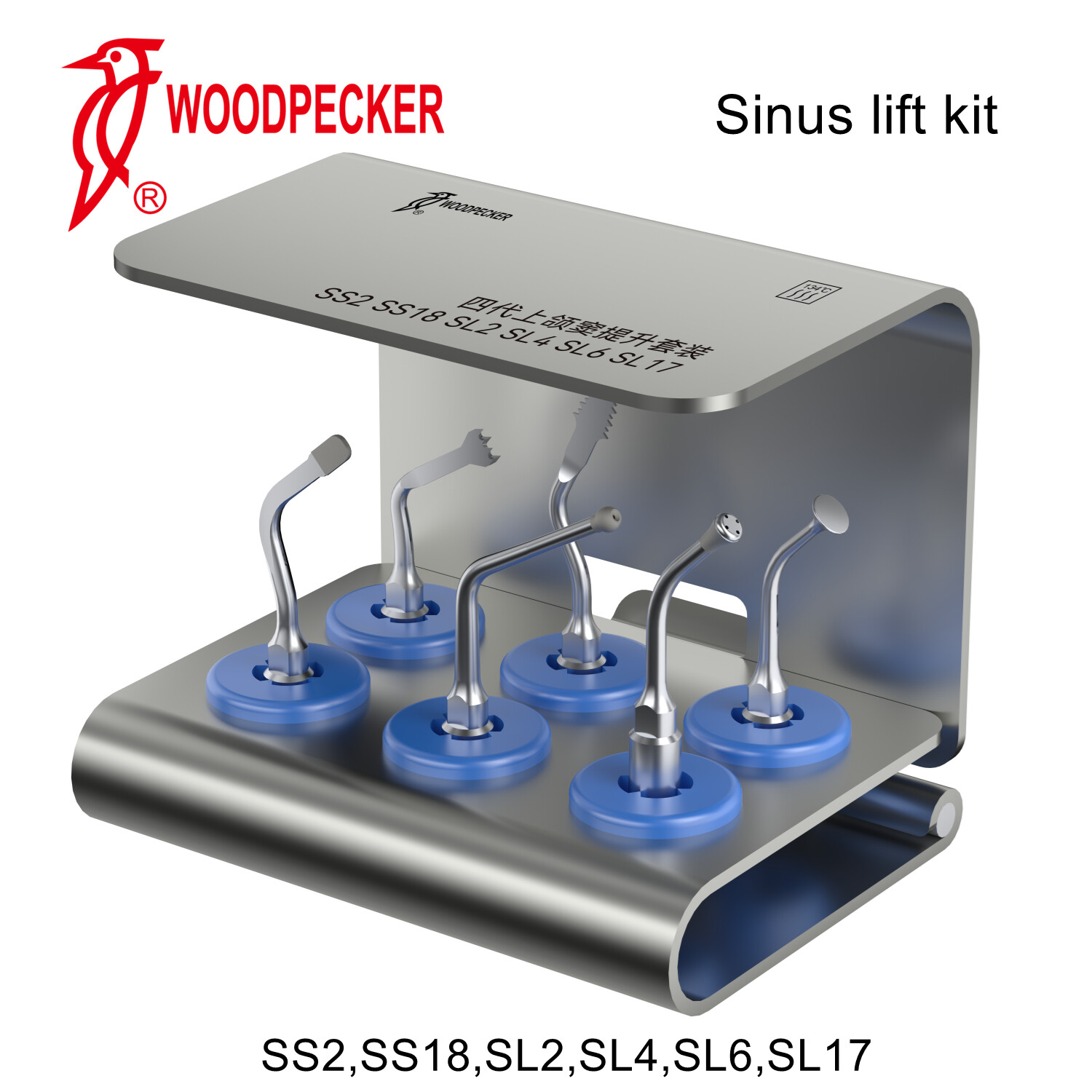 Woodpecker Perio Bone Surgery Tips Kit and Holder for Surgic Smart