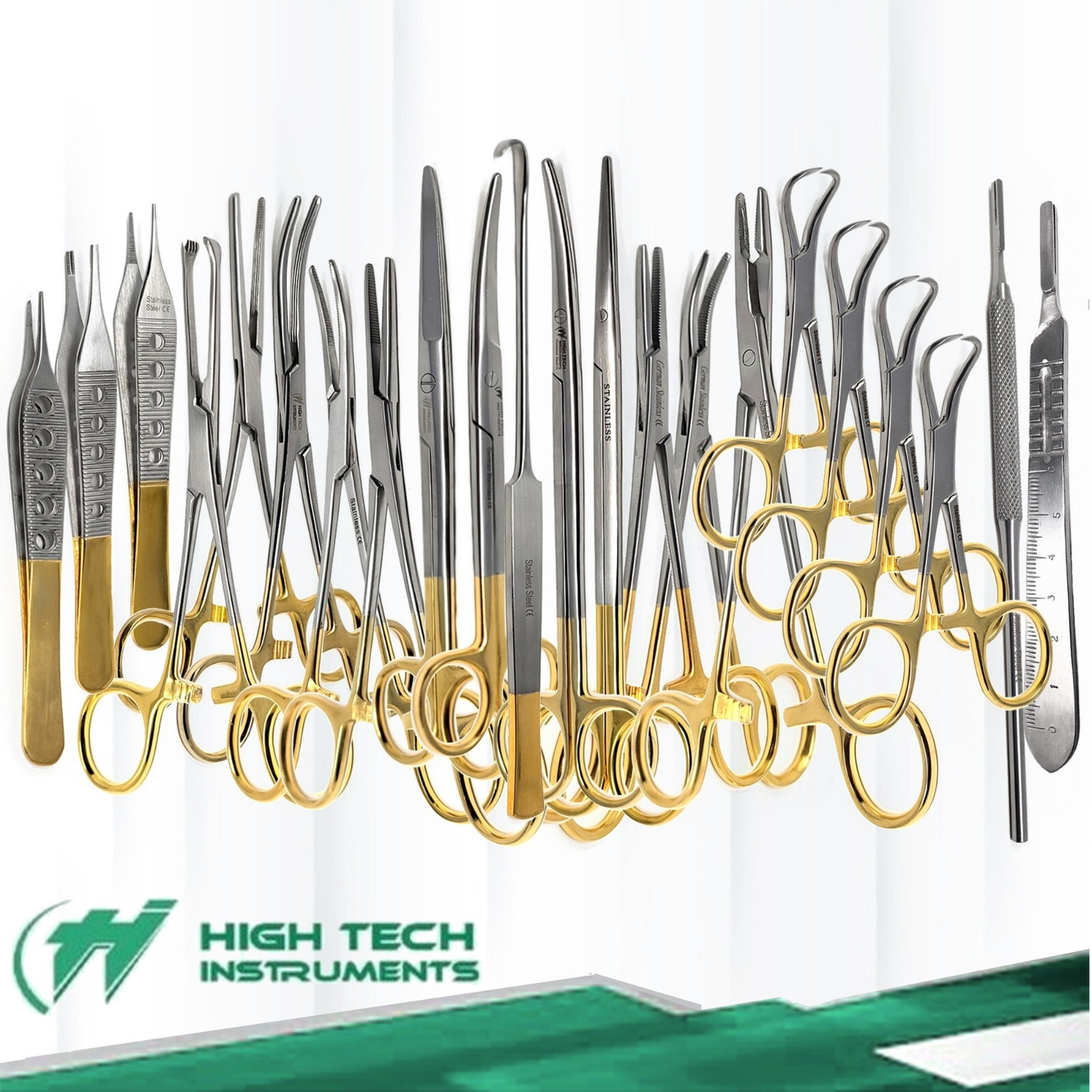 22 Pcs PREMIUM GRADE CANINE FELINE SPAY PACK KIT GOLD HANDLE SET – STAINLESS CE