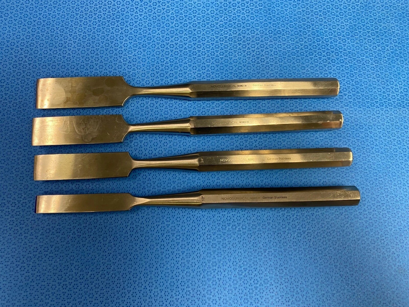 Set of 4 Novo Surgical Osteotome’s size 1/2″,7/8″, 3/4″, 1″ Orthopedic