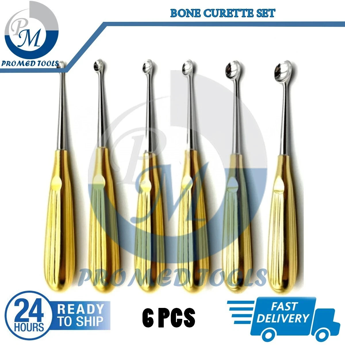 Spratt Brun Bone Curette 6 Pcs Set Straight 17 cm – Orthopedic Instruments